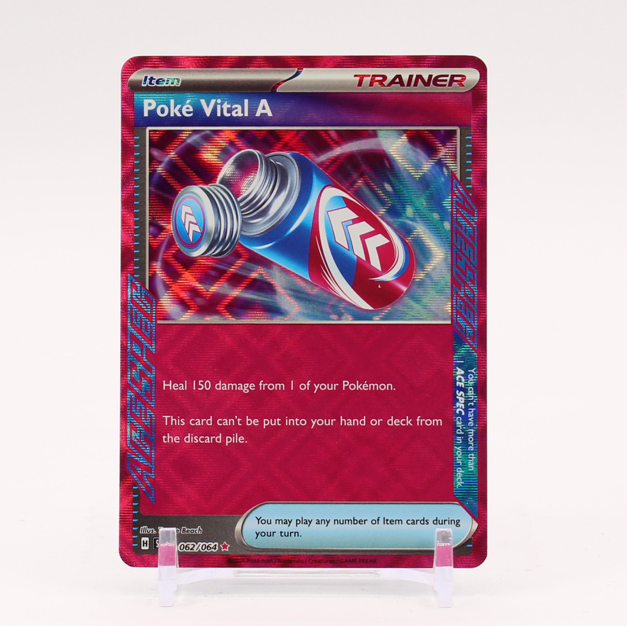Poke-Vital A - 062/064 Shrouded Fable ACESPEC Holo Rare Trainer - NM/MINT