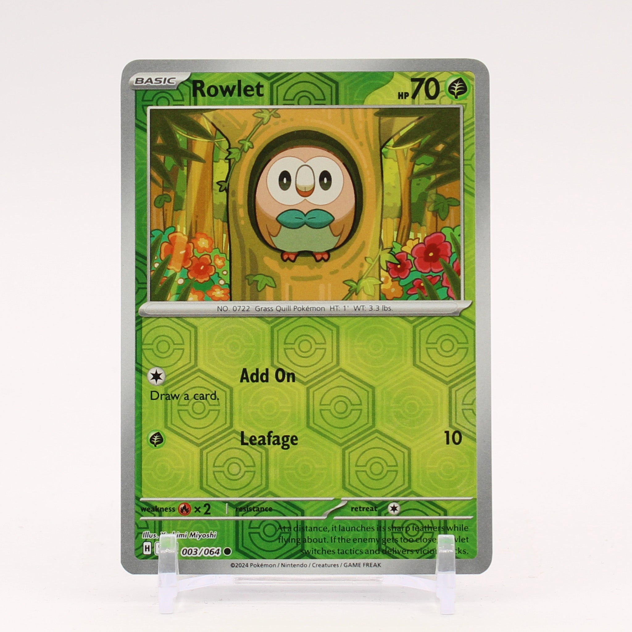 Rowlet - 003/064 Shrouded Fable REVERSE HOLO Pokemon - NM/MINT