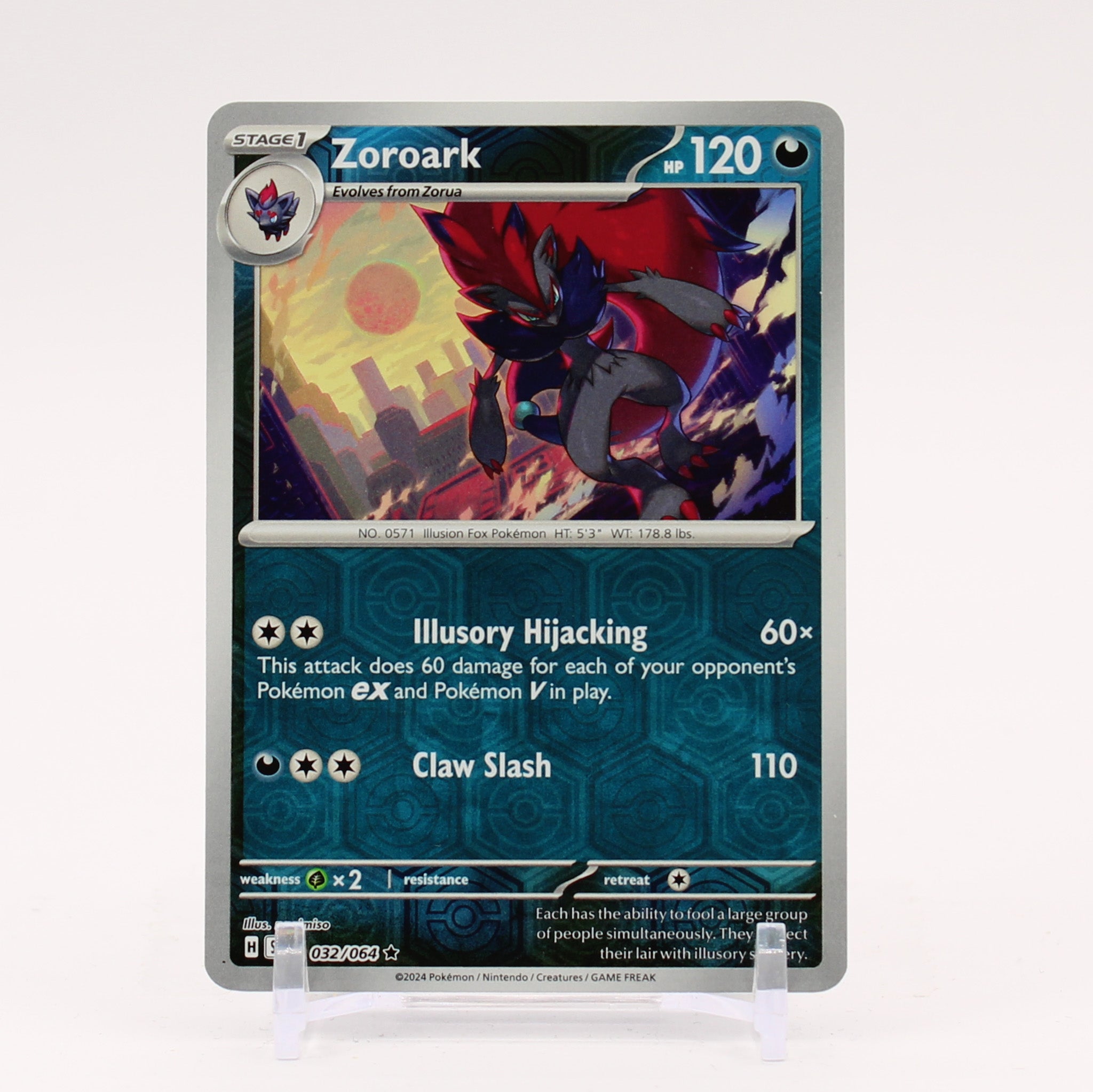 Zoroark - 032/064 Shrouded Fable REVERSE HOLO Rare Pokemon - NM/MINT