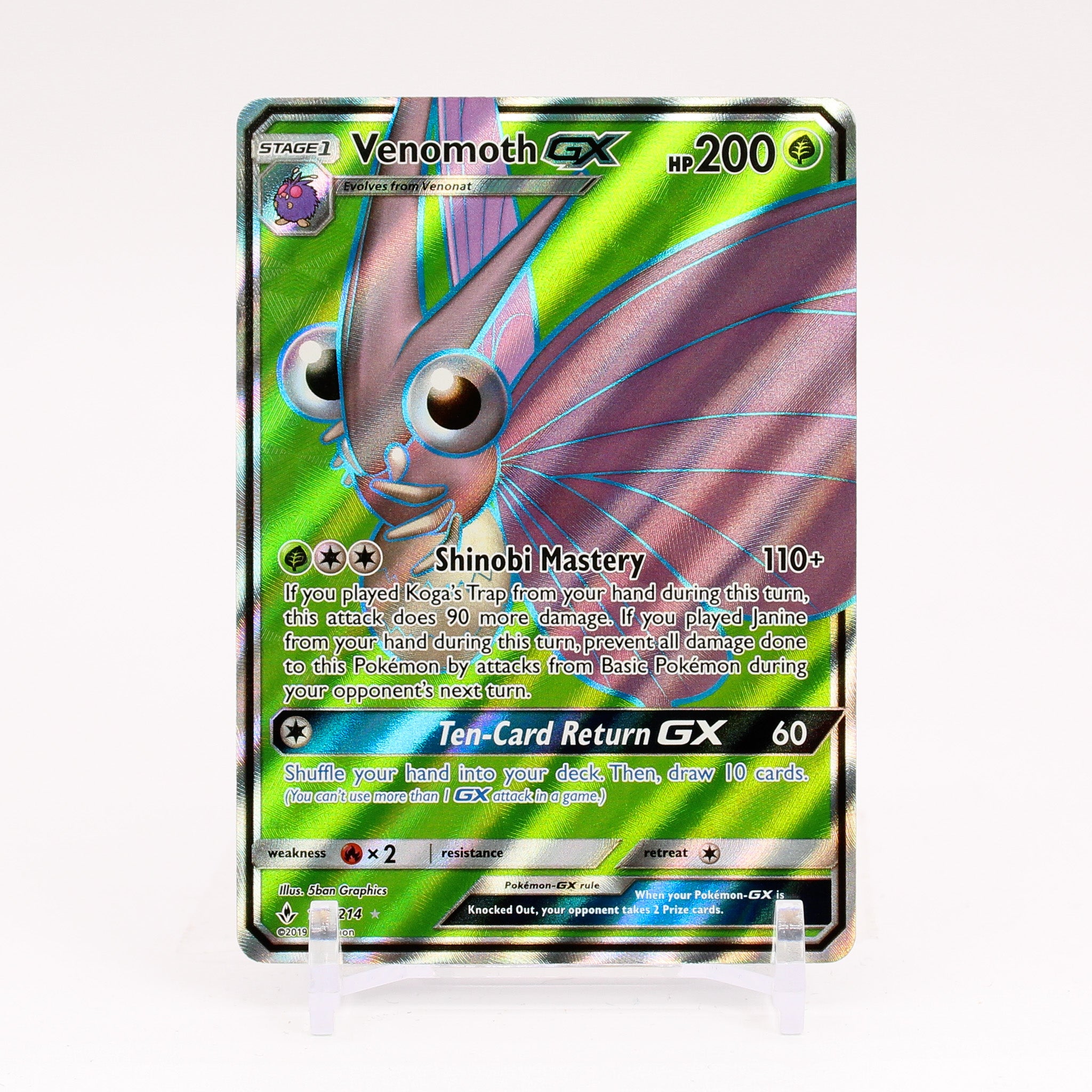 Venomoth GX - 193/214 Unbroken Bonds Full Art Pokemon - NM/MINT