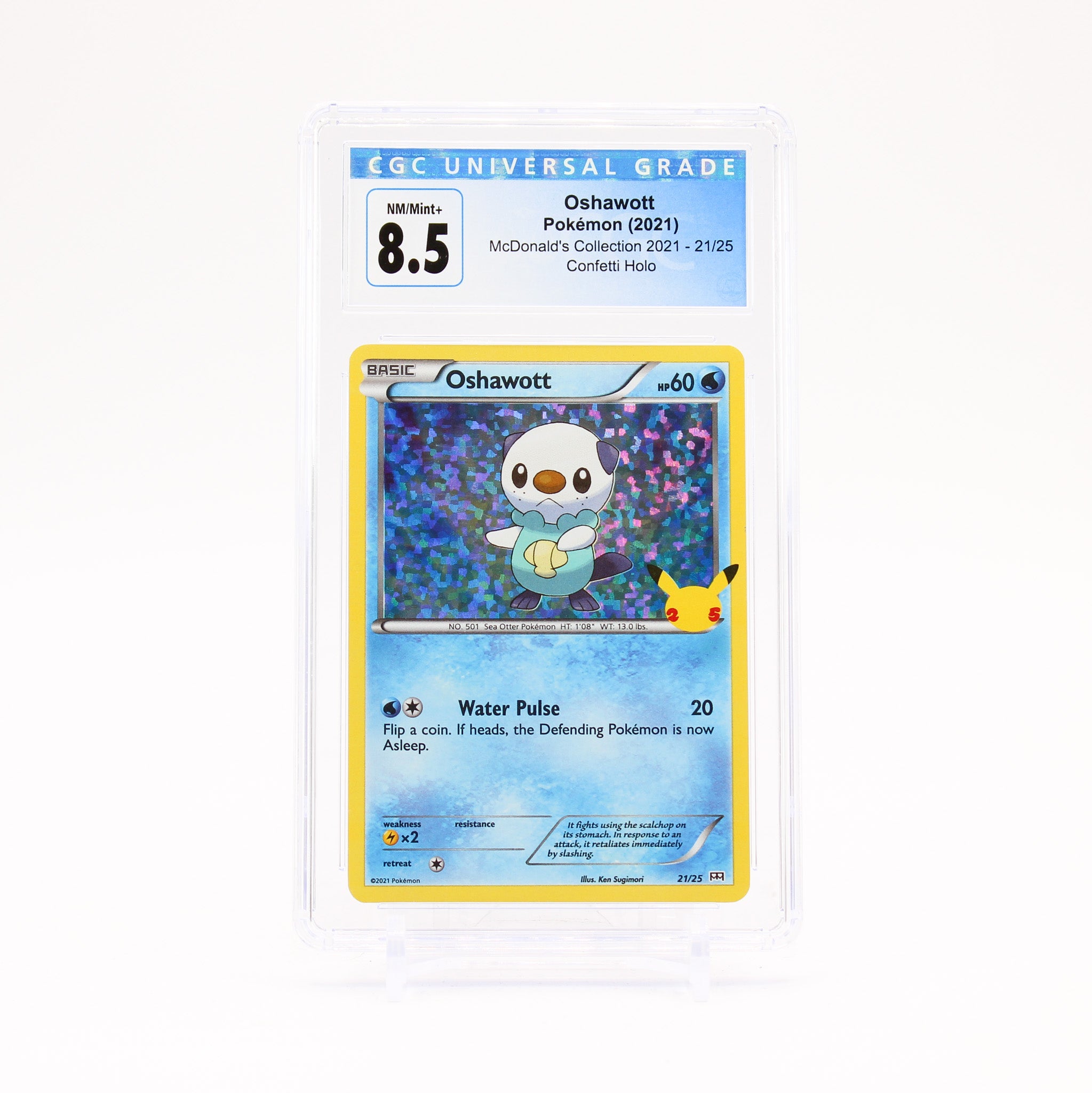 Oshawott - 21/25 CGC 8.5 Mcdonalds 2021 Promo Collection Confetti Holo - NM/MINT+