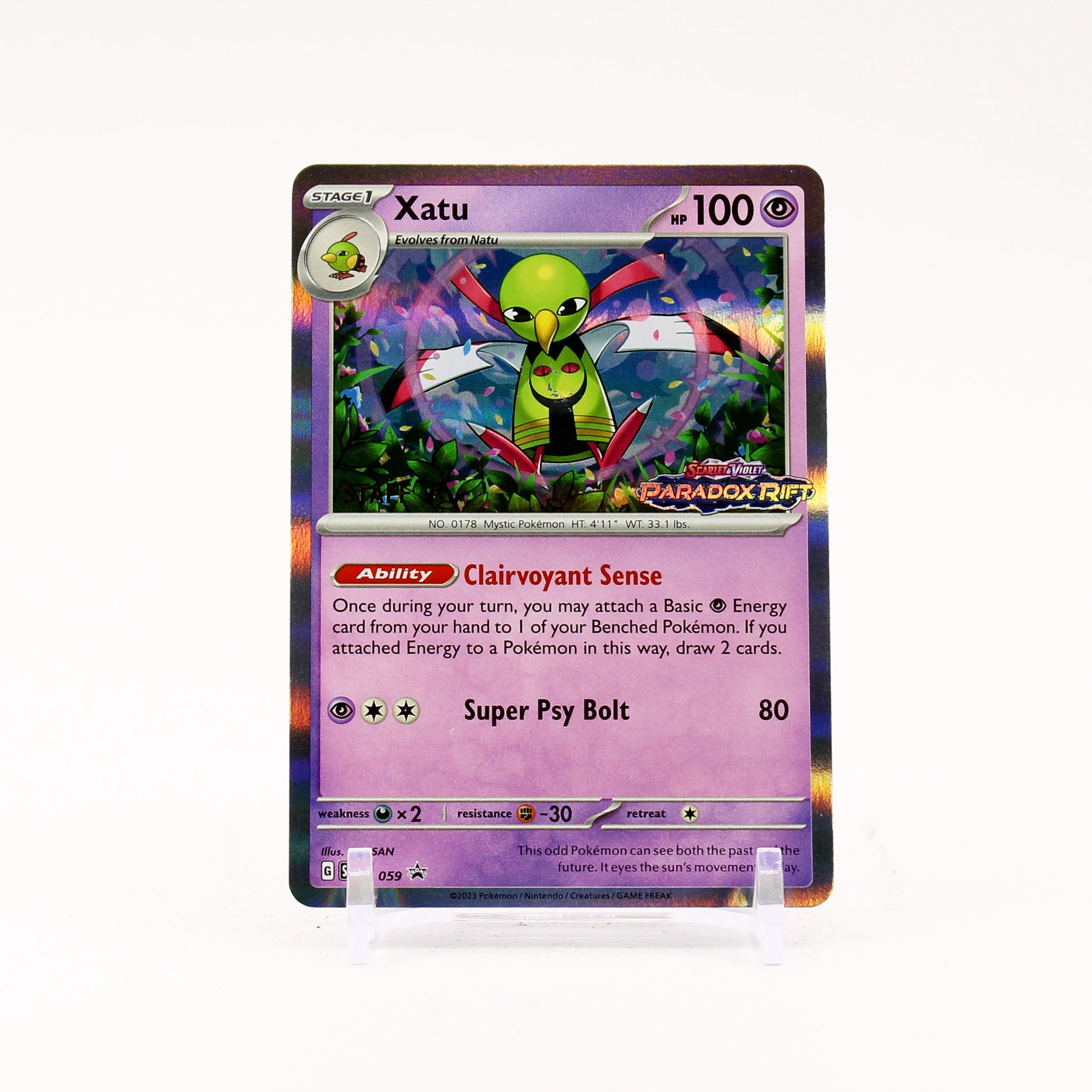 Xatu - SVP059 STAFF Paradox Rift Prerelease Promo Pokemon - NM/MINT