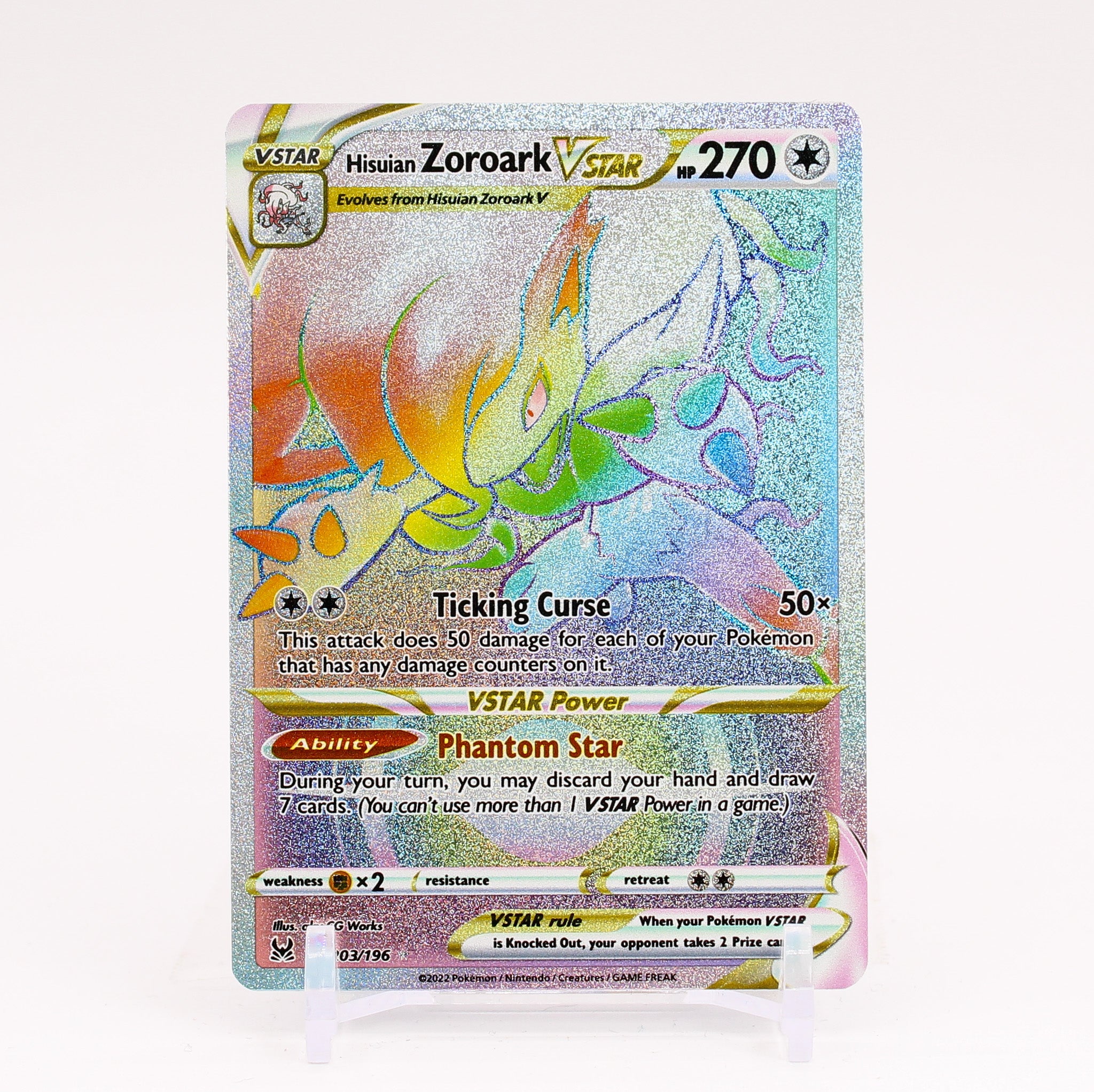 Hisuian Zoroark Vstar - 203/196 Lost Origin Rainbow Pokemon - NM/MINT