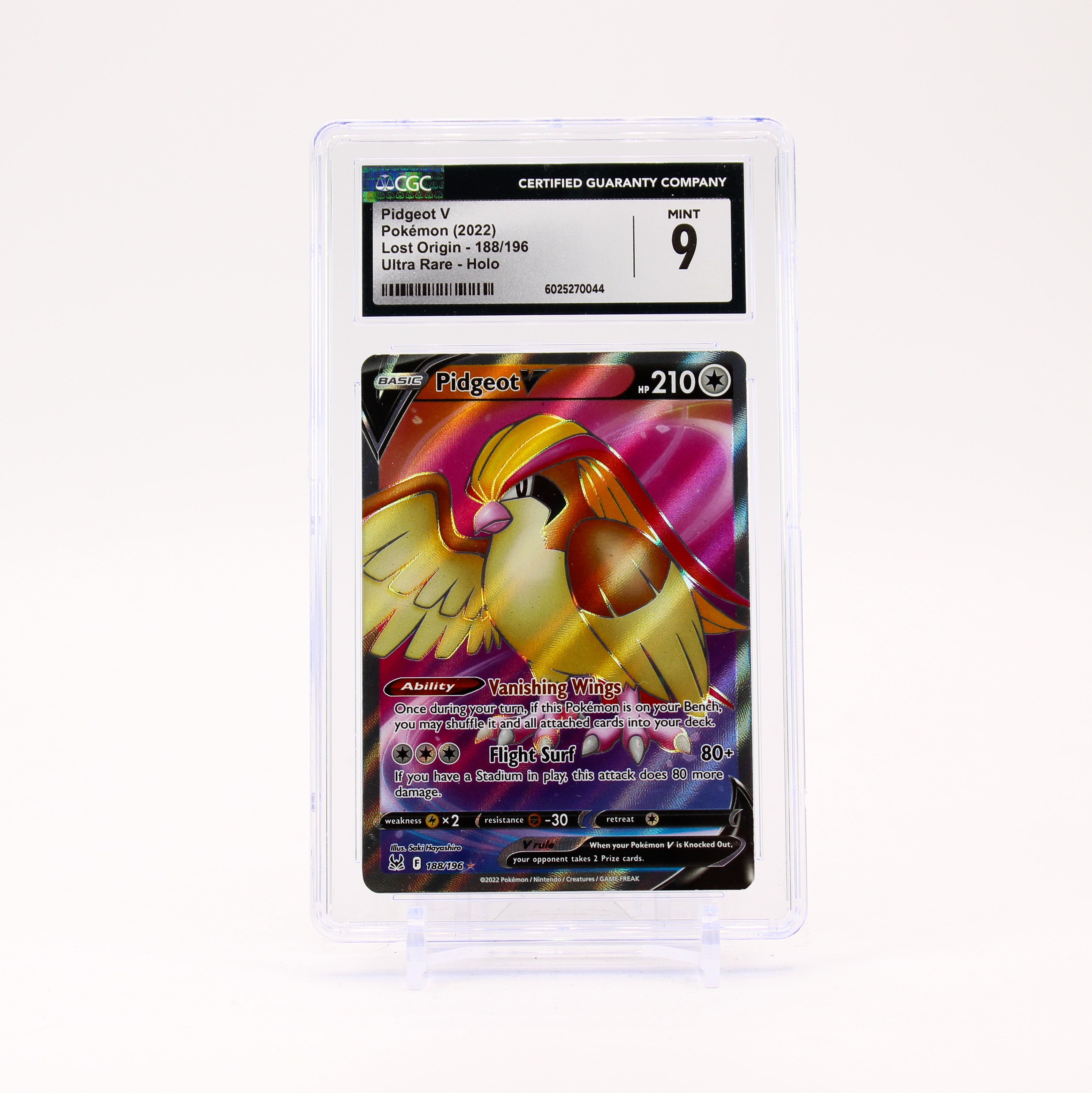 Pidgeot V - 188/196 CGC 9 Lost Origin Full Art Pokemon - MINT
