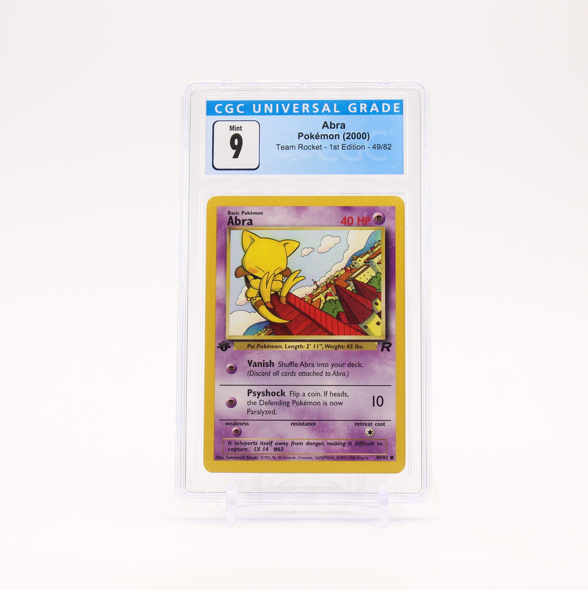 Abra - 49/82 CGC 9 Team Rocket 1st Edition Pokemon SLIGHT CRACK - MINT