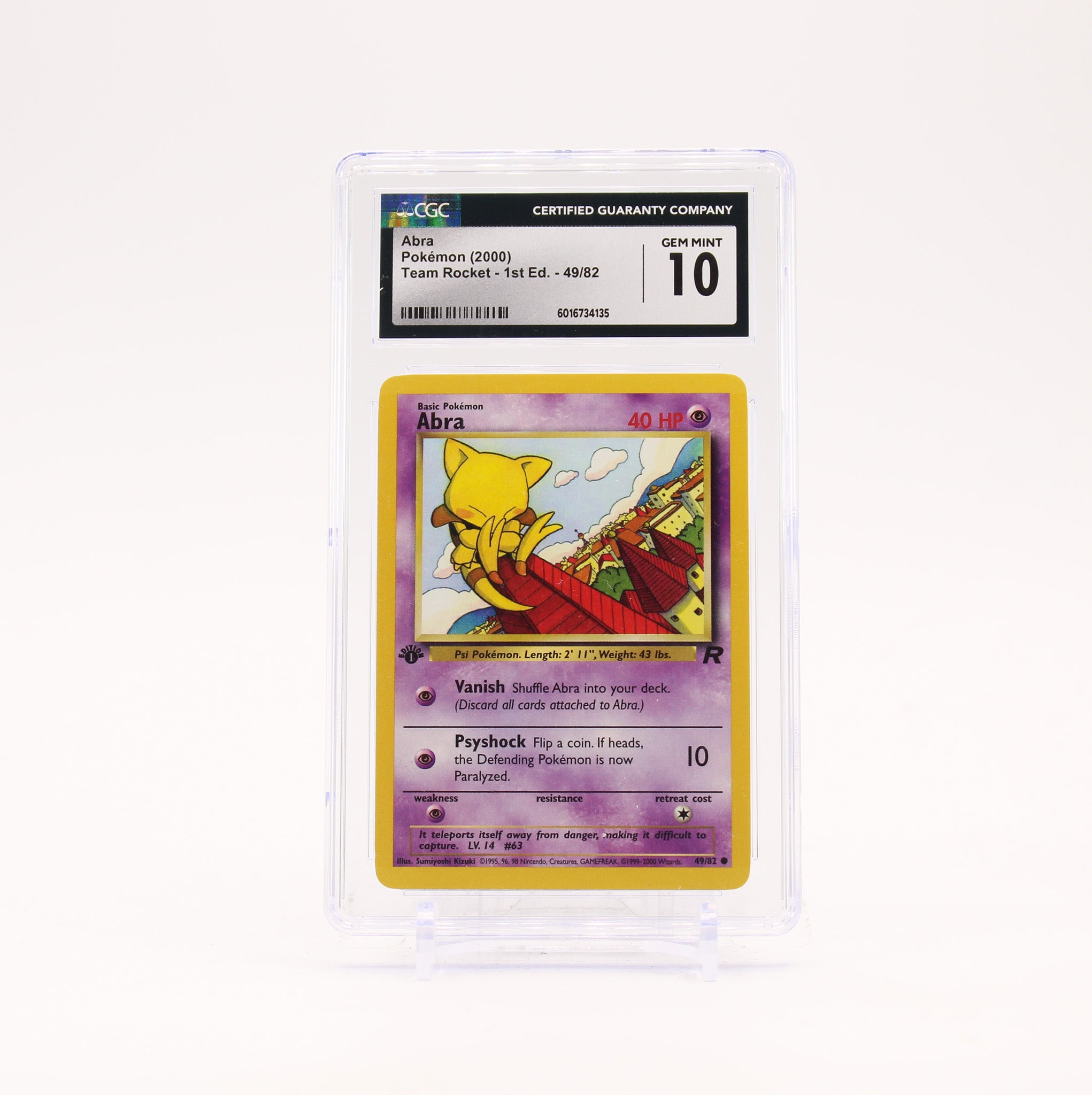 3rd rarest pokemon card 1999 - Base Set Shadowless (EN) - 43/102 - Abra - EXC main image 1
