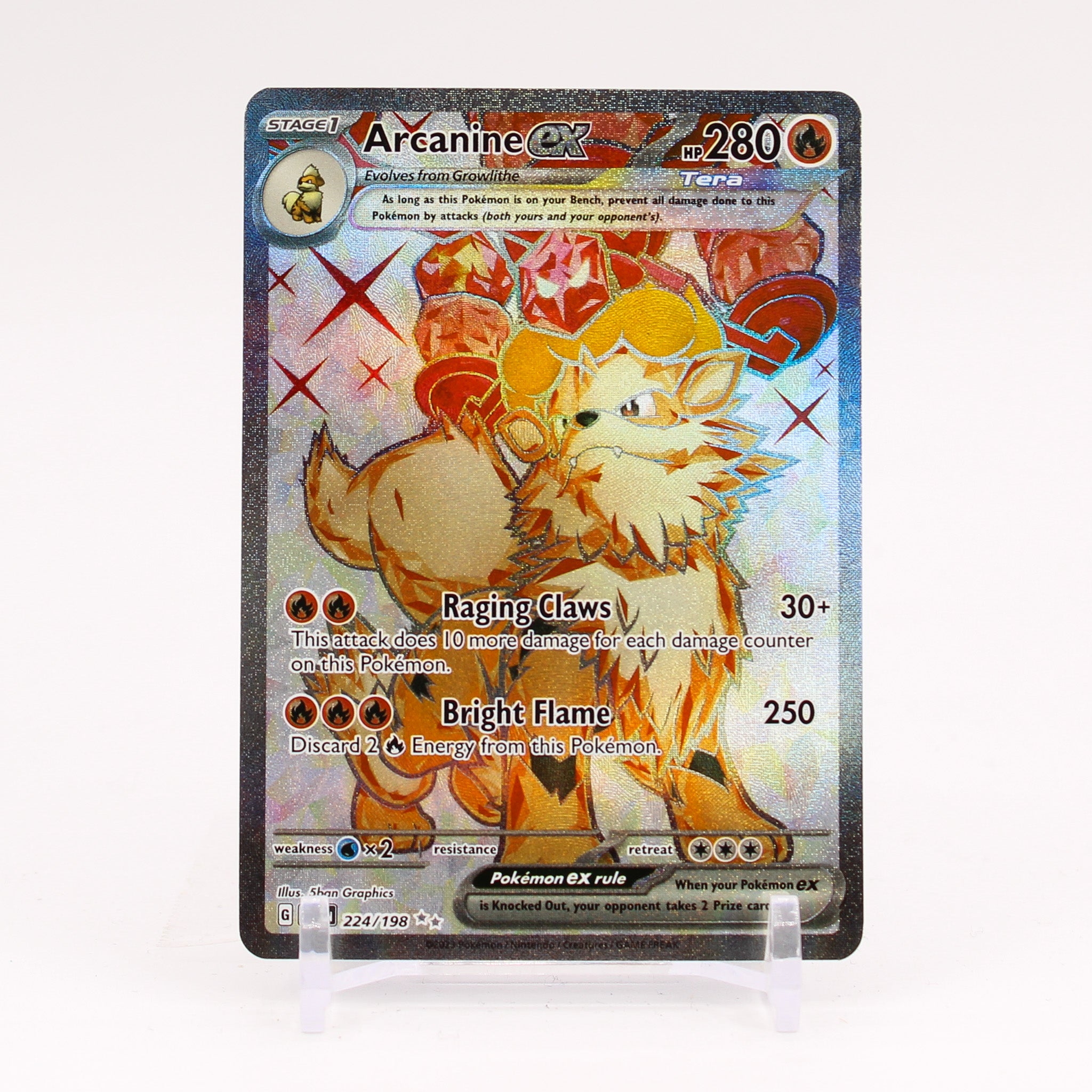 Arcanine ex - 224/198 Scarlet & Violet Full Art Pokemon - NM/MINT
