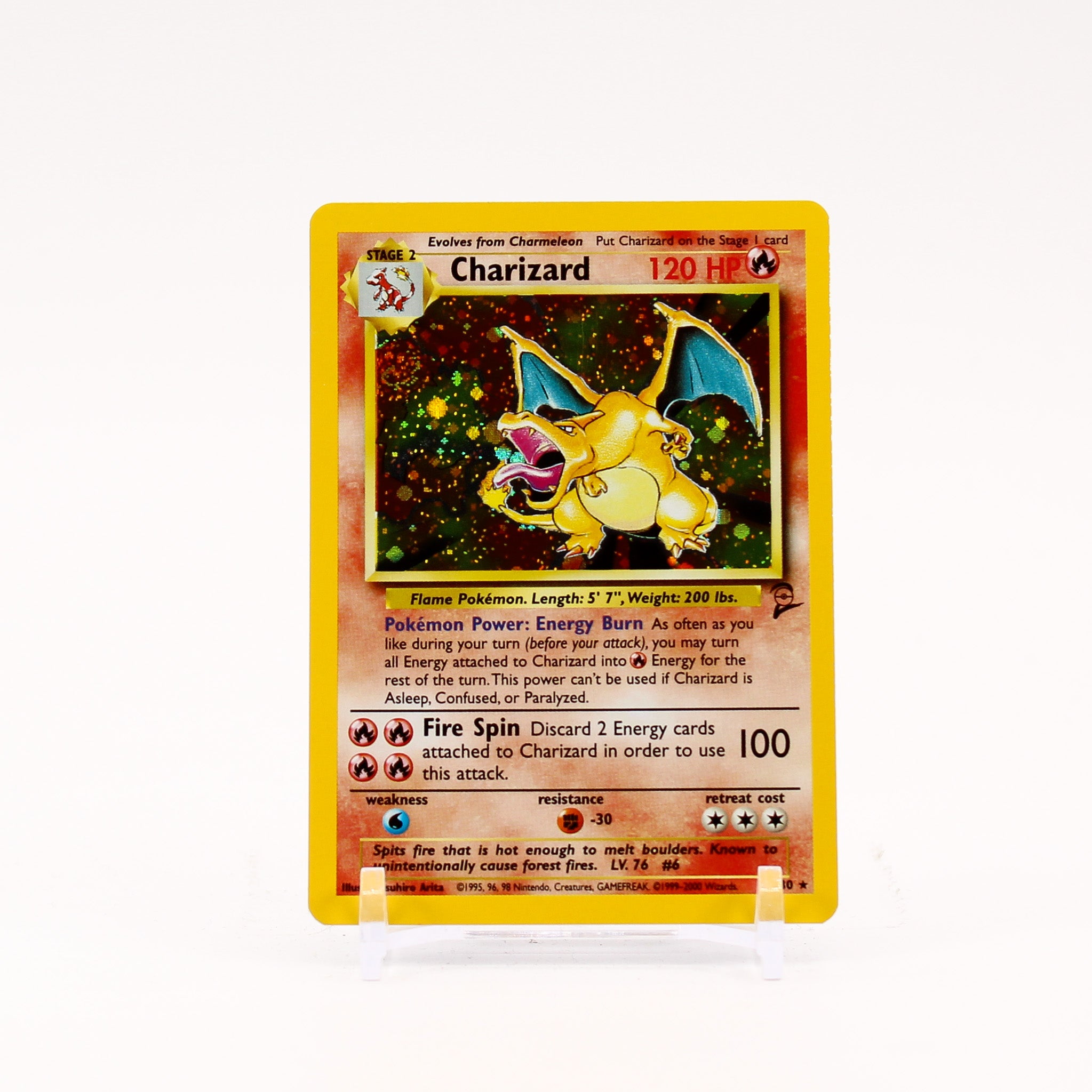 Charizard - 4/130 Base Set 2 Holo Rare SWIRL Pokemon - NM/LP