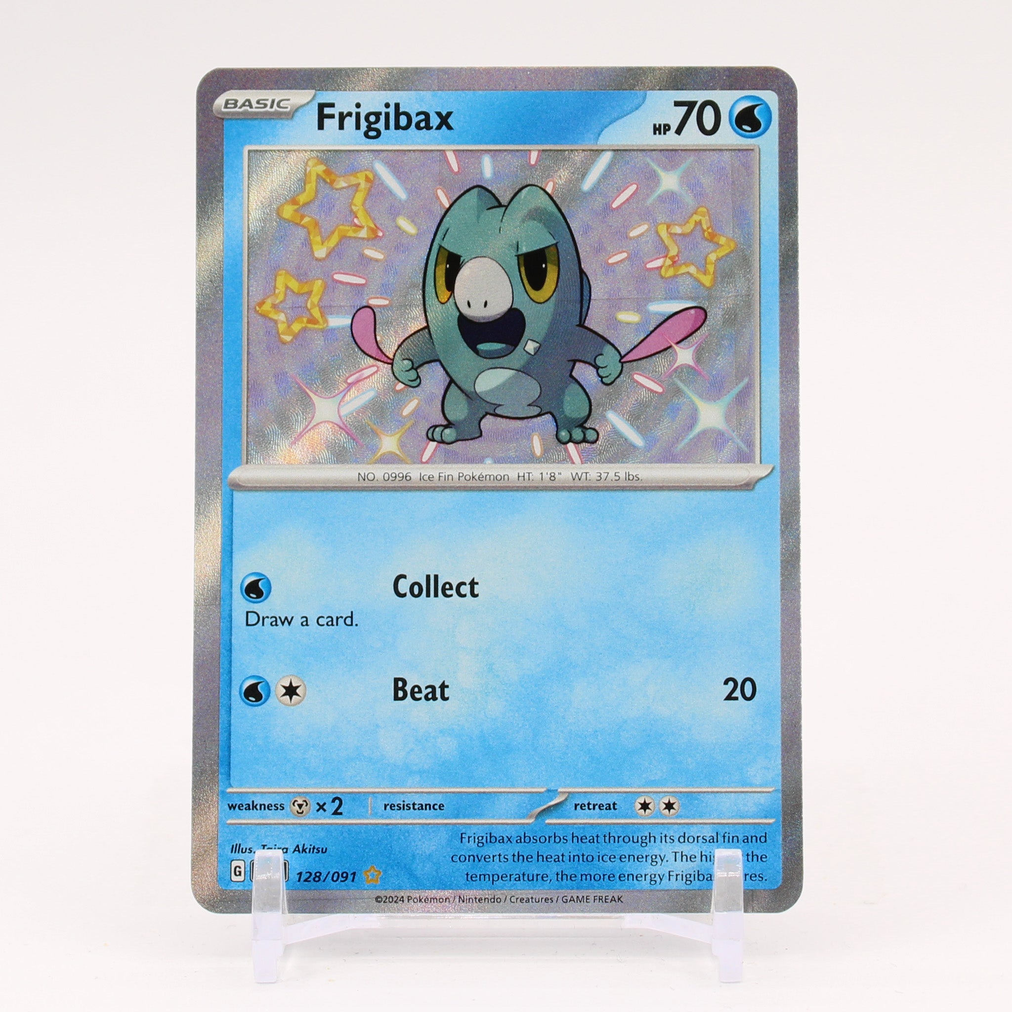 Frigibax - 128/091 Paldean Fates Baby Shiny Holo Rare Pokemon - NM/MINT