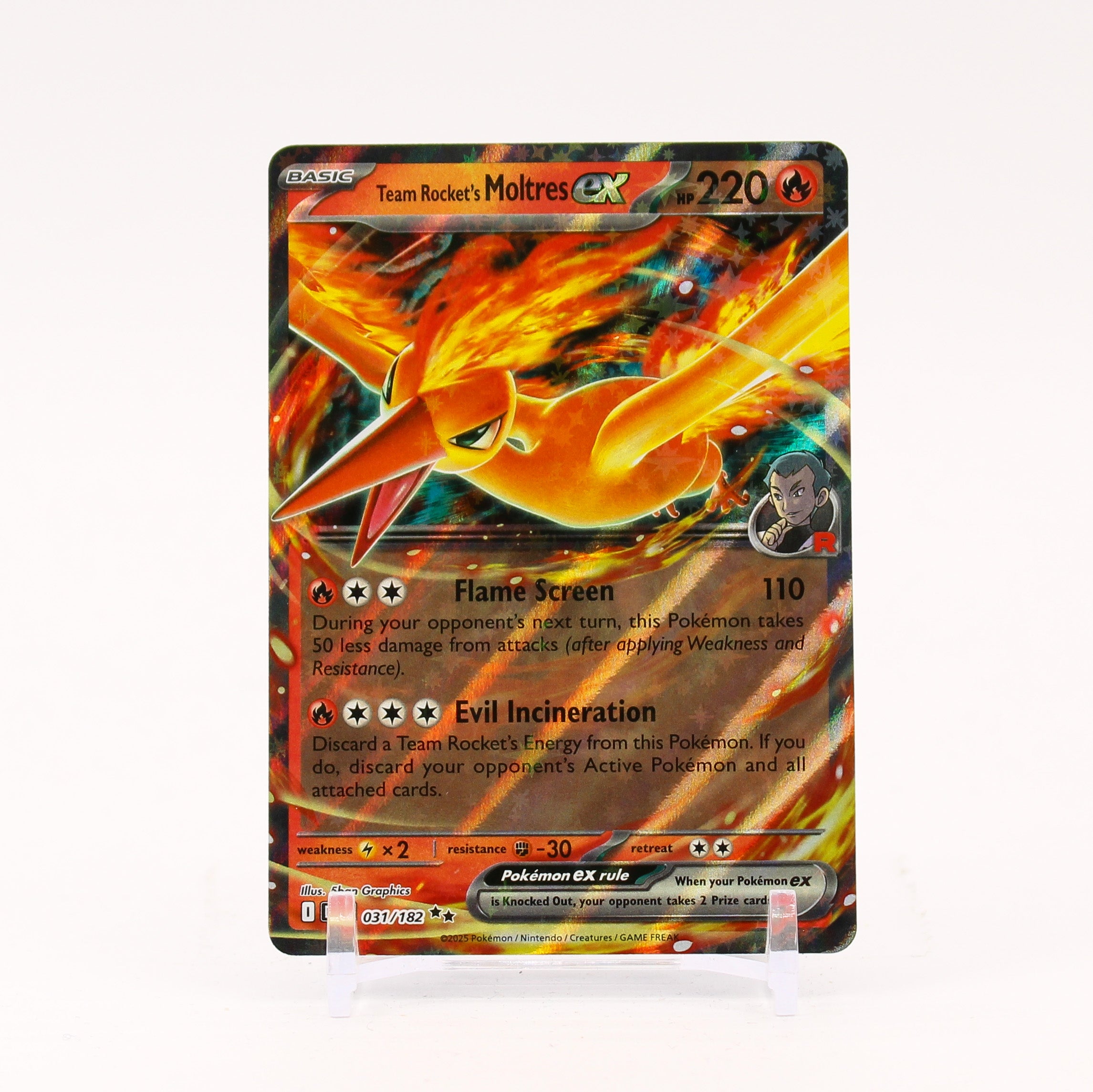 Team Rocket's Moltres ex - 031/182 Destined Rivals Double Rare Pokemon - NM/MINT
