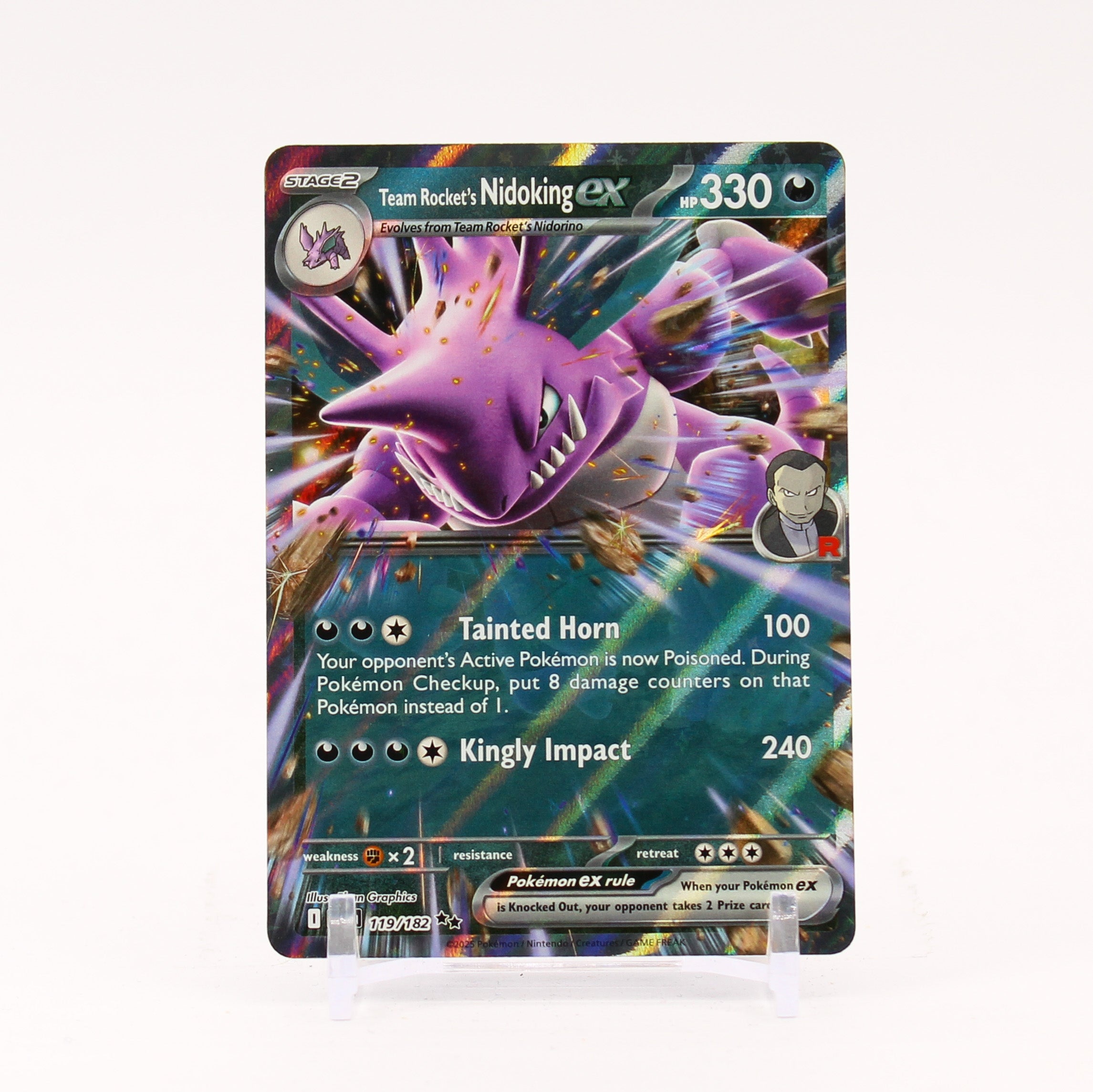 Team Rocket's Nidoking ex - 119/182 Destined Rivals Double Rare Pokemon - NM/MINT