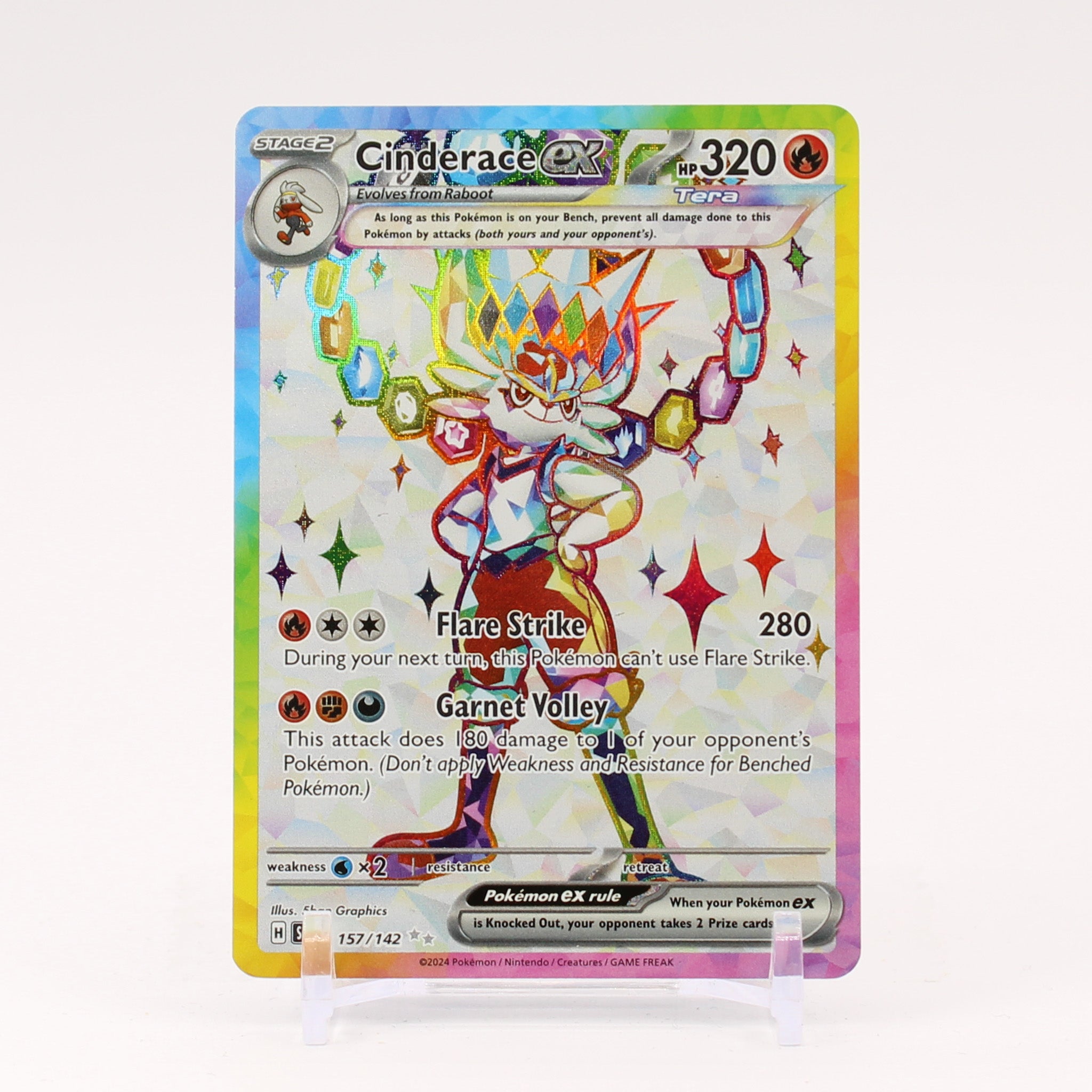 Cinderace ex - 157/142 Stellar Crown Full Art Pokemon - NM/MINT