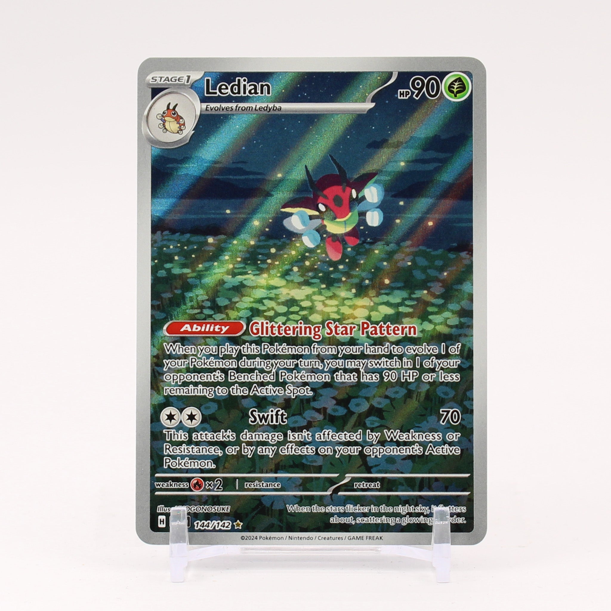 Ledian - 144/142 Stellar Crown Illustration Rare Pokemon - NM/MINT