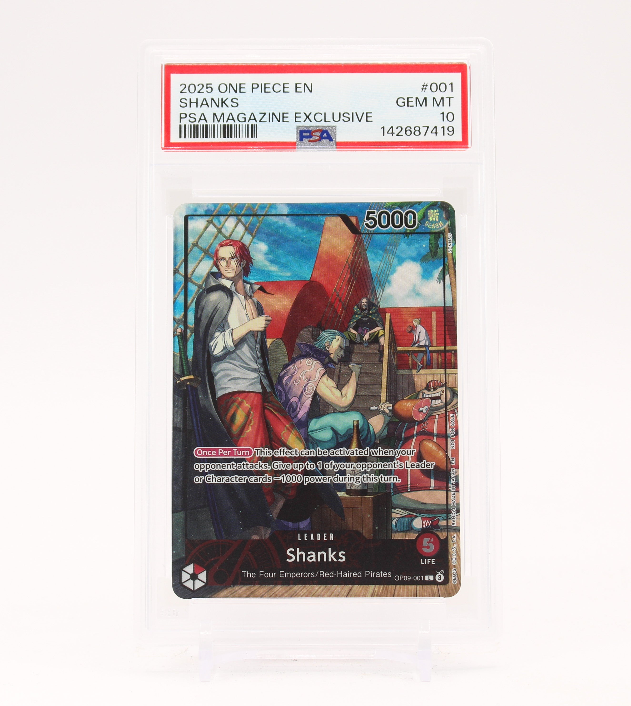 Shanks 2025 PSA Magazine - OP09-001 PSA 10 Promo L One Piece - GEM MT