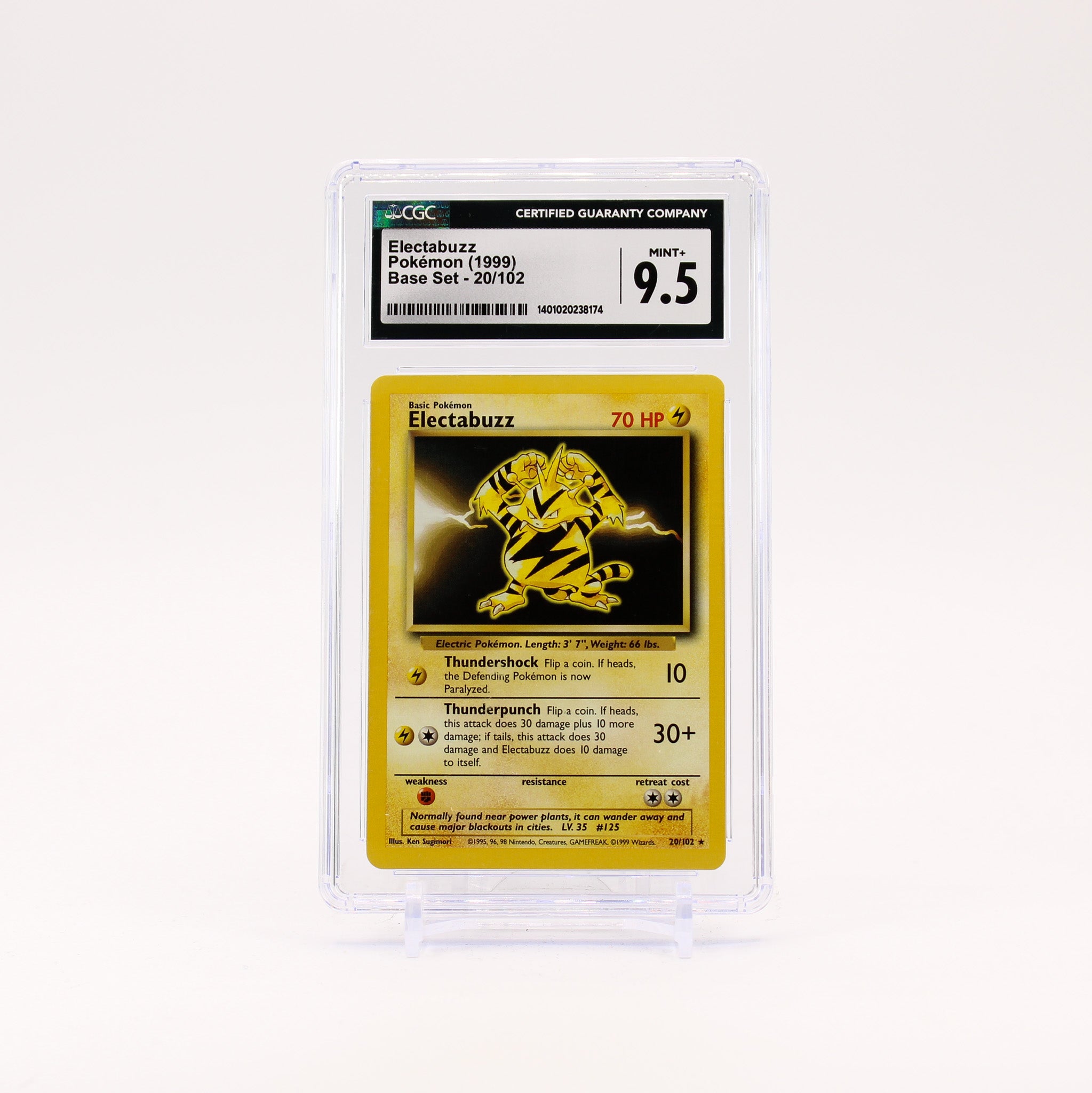 Electabuzz - 20/102 CGC 9.5 Base Set Unlimited Rare Pokemon SCUFFED CASE - MINT+
