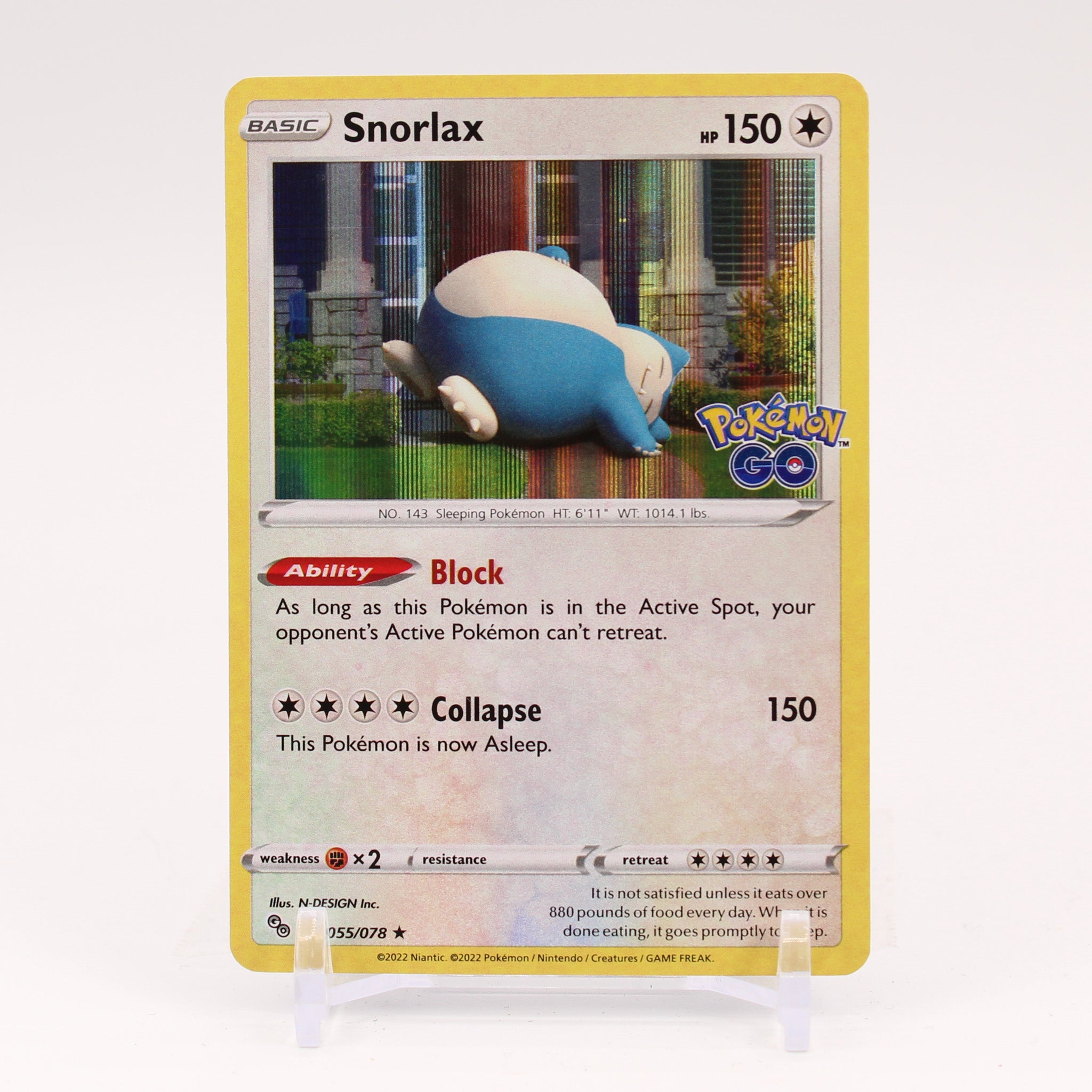 Snorlax - 055/078 Pokemon GO Holo Rare Pokemon - NM/MINT