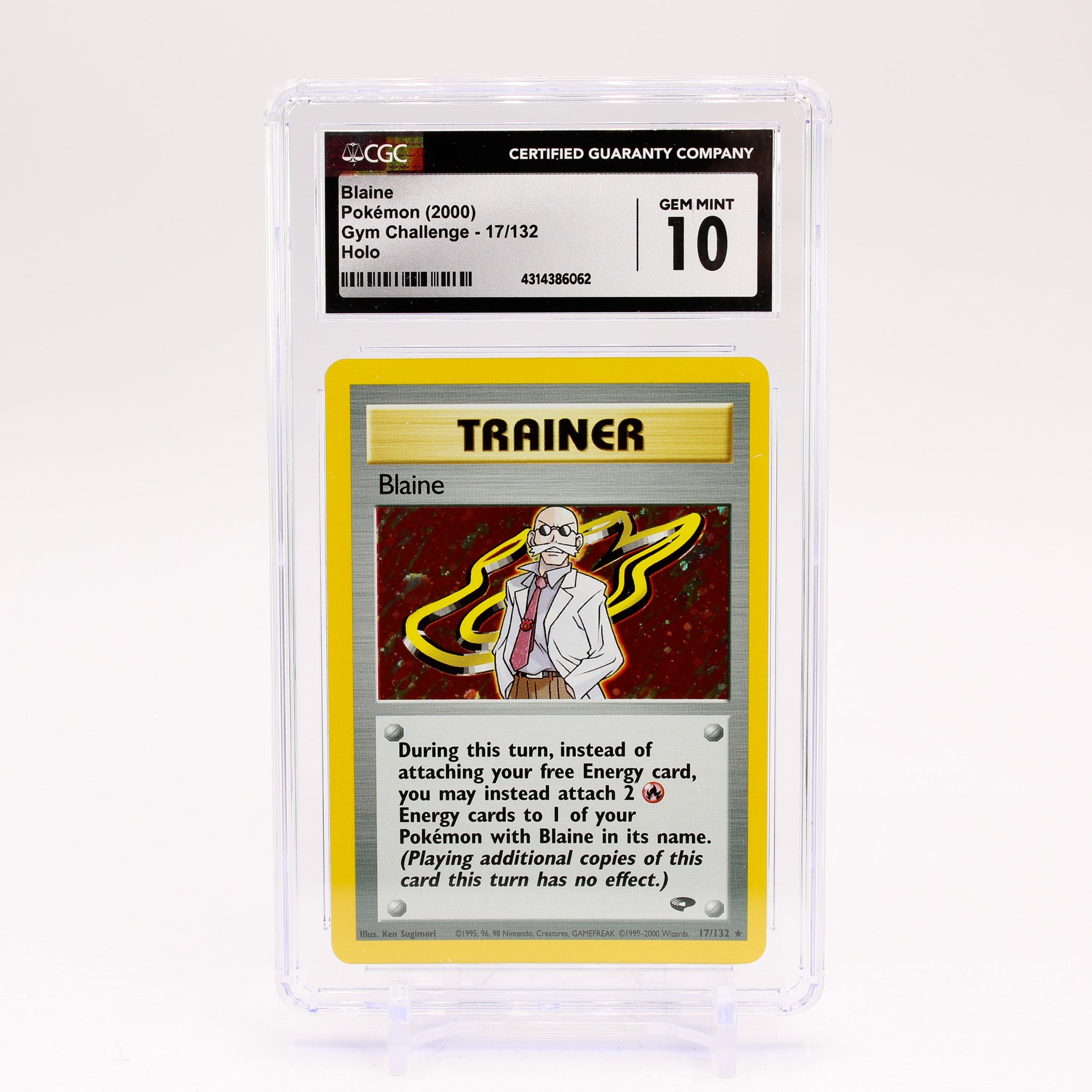 Blaine - 17/132 CGC 10 Gym Challenge Unlimited Holo Rare Trainer - GEM MINT