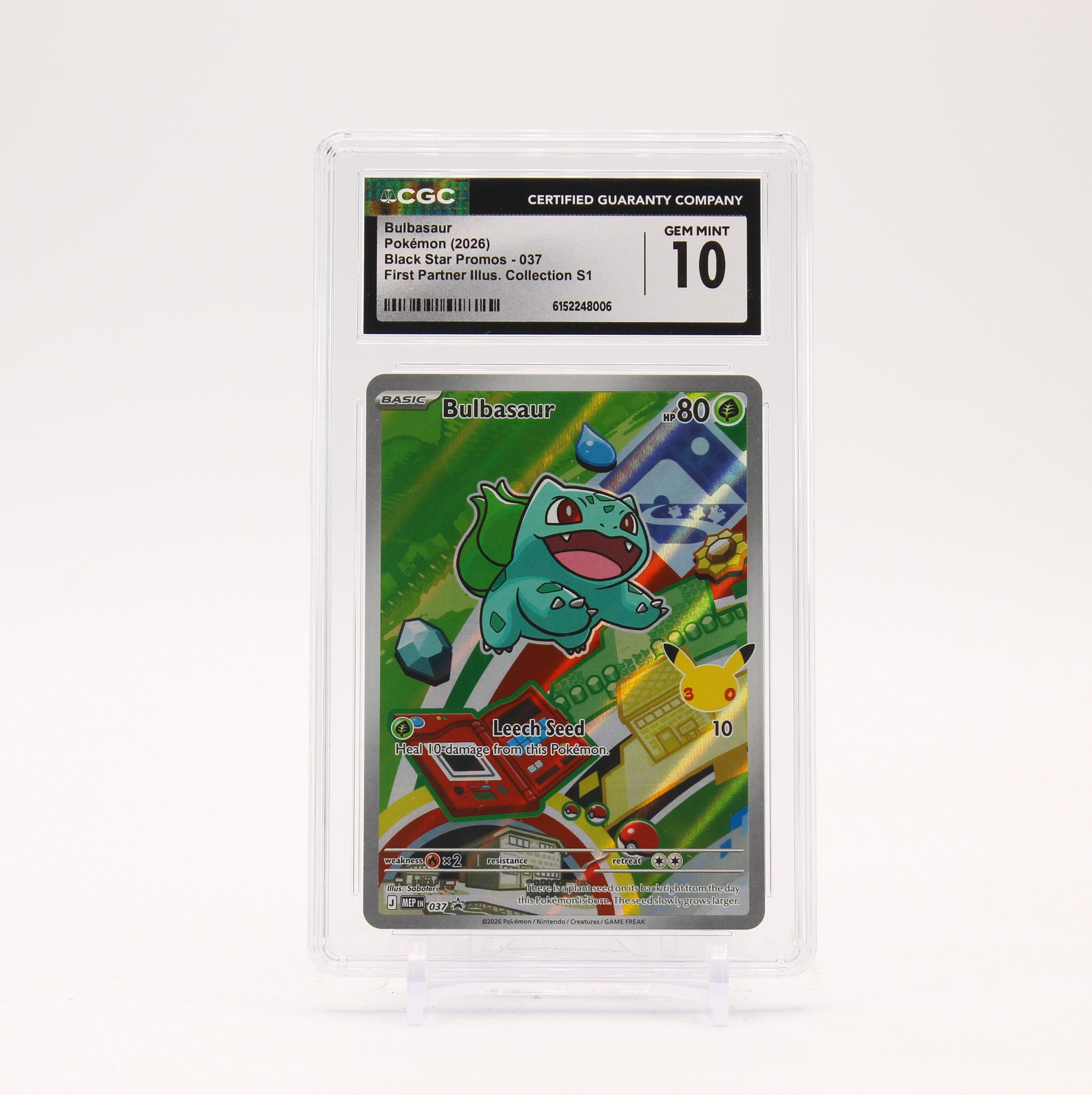 Bulbasaur - MEP037 CGC 10 First Partner Illustration Promo Pokemon - GEM MT