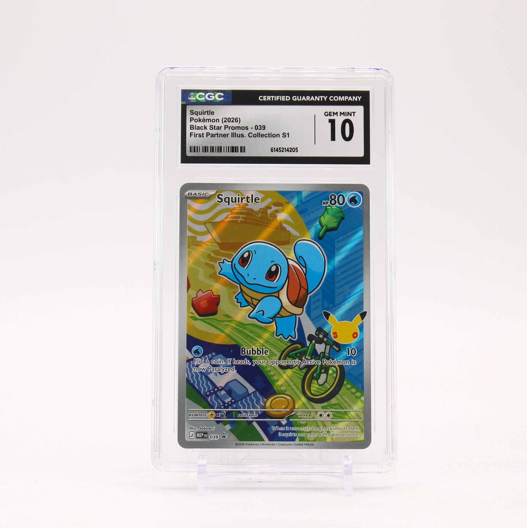 Squirtle - MEP039 CGC 10 First Partner Illustration Promo Pokemon - GEM MT