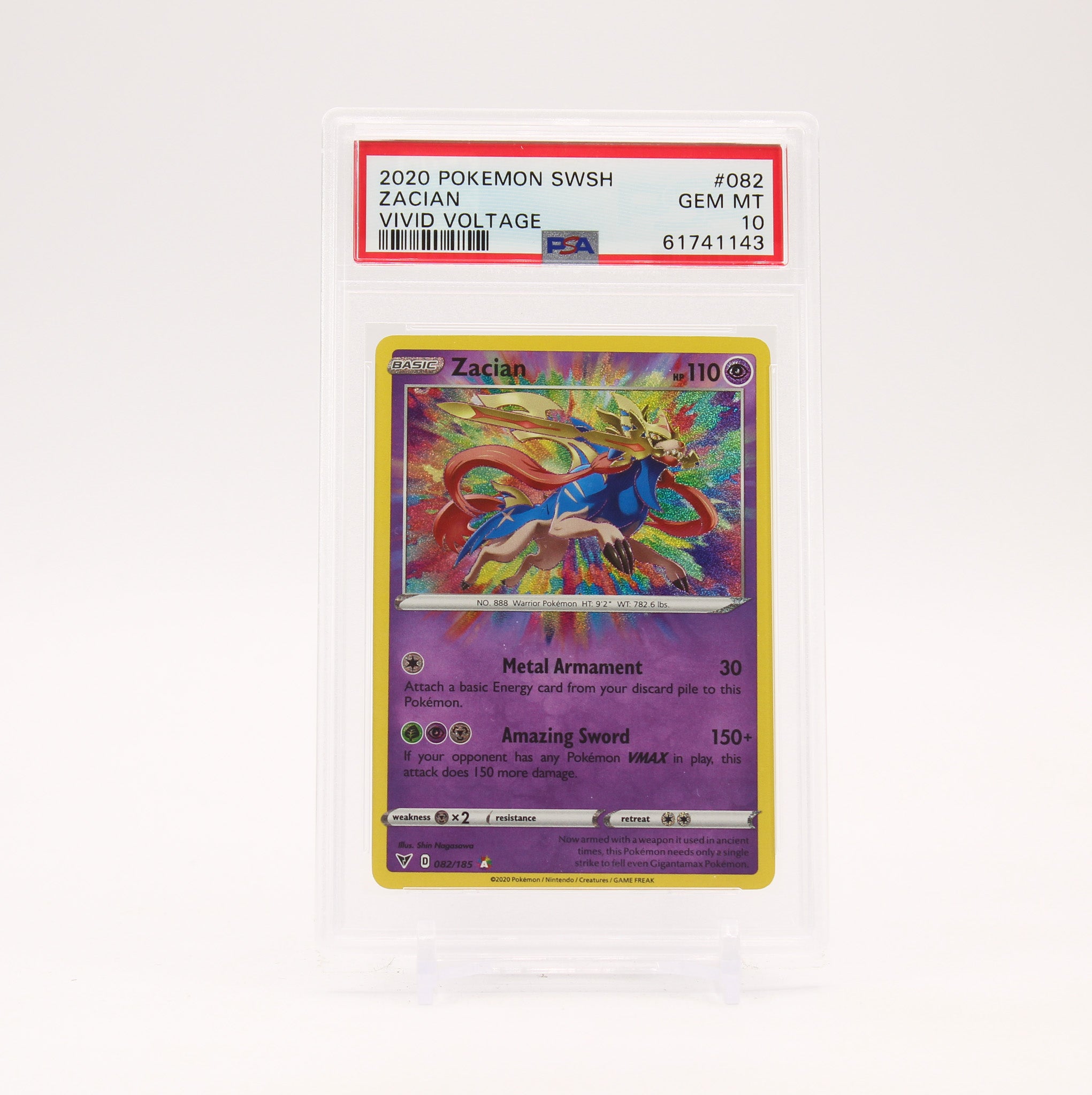 Zacian - 082/185 PSA 10 Vivid Voltage Amazing Rare Pokemon - GEM MT