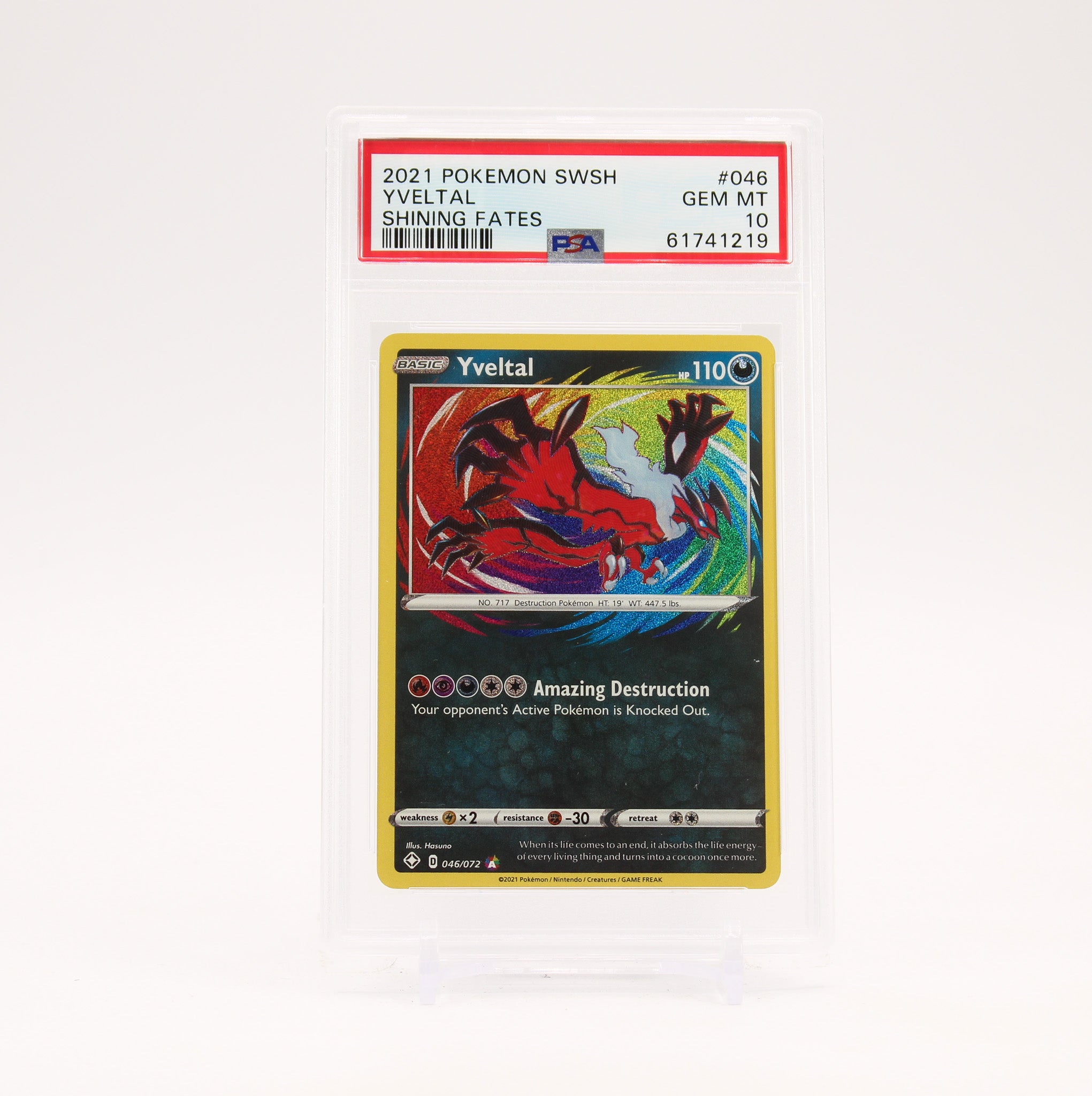 Yveltal - 046/072 PSA 10 Shining Fates Amazing Rare Pokemon - GEM MT