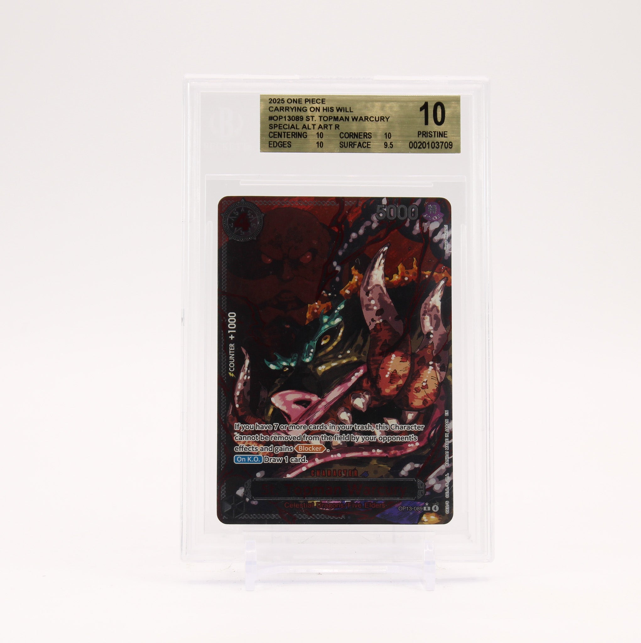 St. Topman Warcury Parallel - OP13-089 BGS 10 Carrying On His Will One Piece - PRISTINE