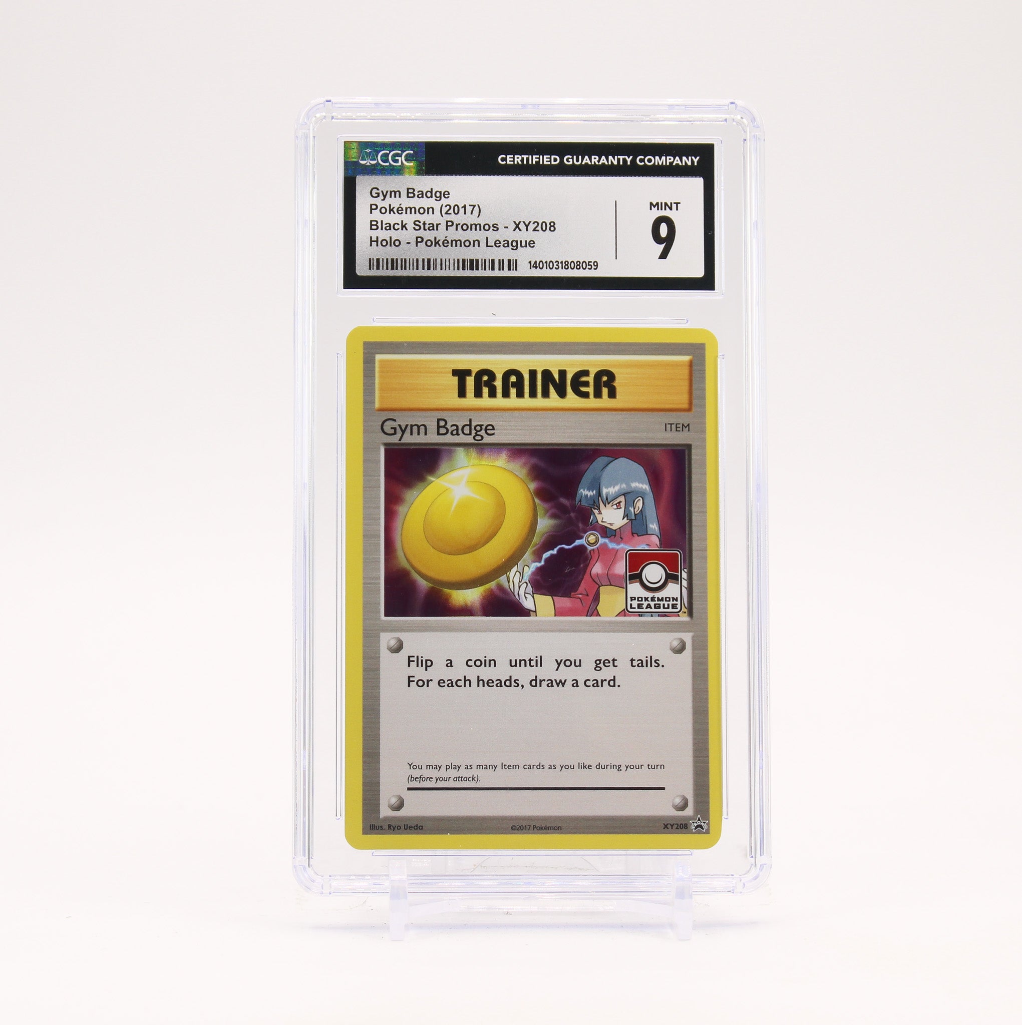 Gym Badge Sabrina - XY208 CGC 9 Black Star Promo League Trainer SCRATCHED CASE - MINT