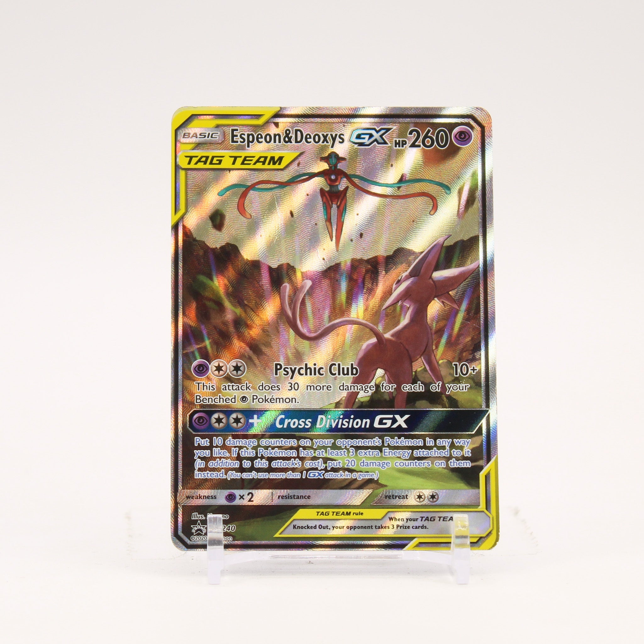 Espeon & Deoxys GX - SM240 Black Star Promo Alternate Art Pokemon - MP/HP