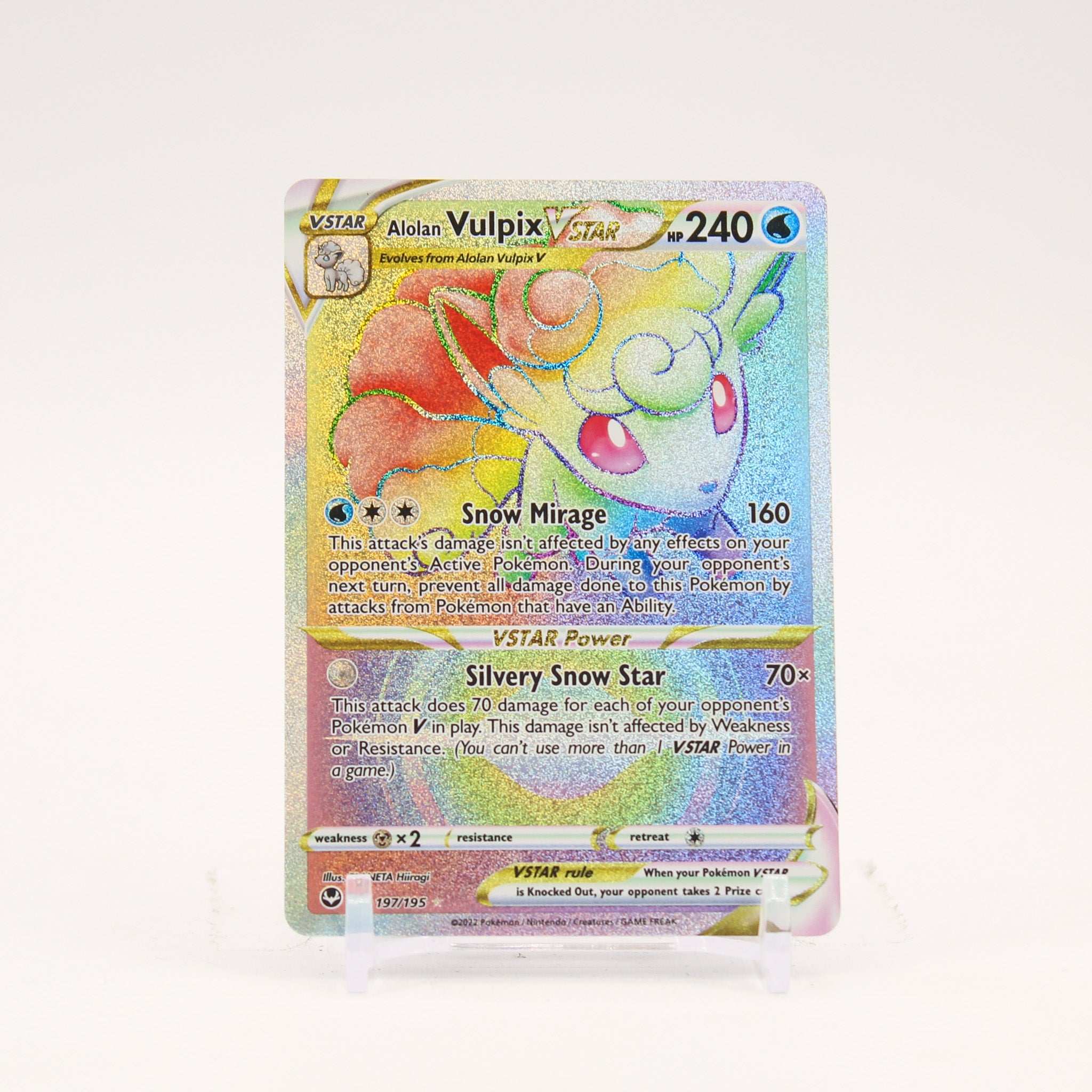 Alolan Vulpix Vstar - 197/195 Silver Tempest Rainbow Pokemon - NM