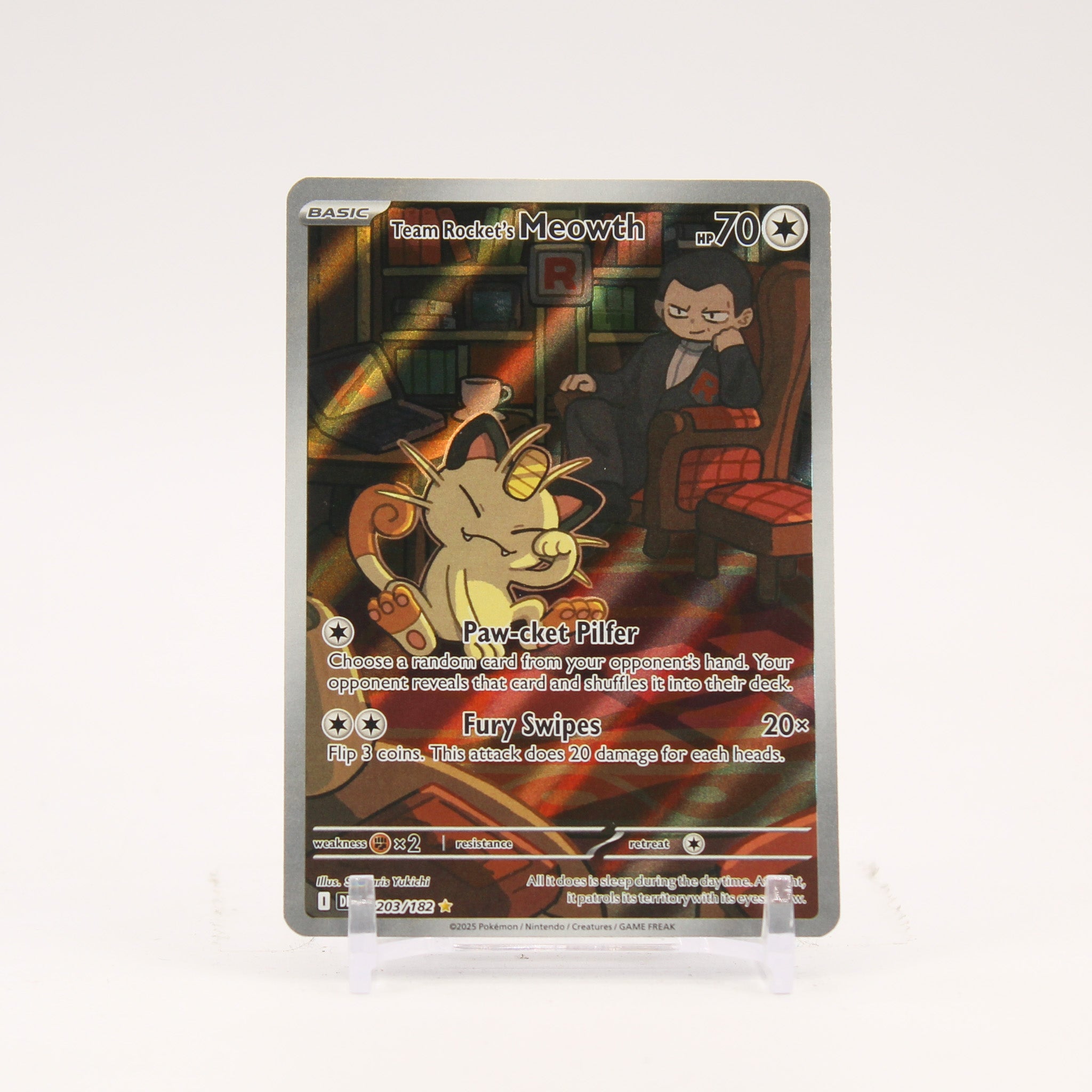 Team Rocket's Meowth - 203/182 Destined Rivals Illustration Rare Pokemon - NM