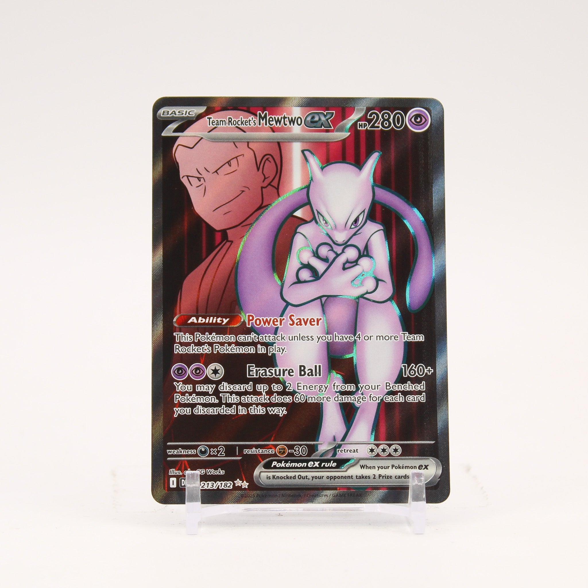 Team Rocket's Mewtwo ex - 213/182 Destined Rivals Full Art Pokemon - NM