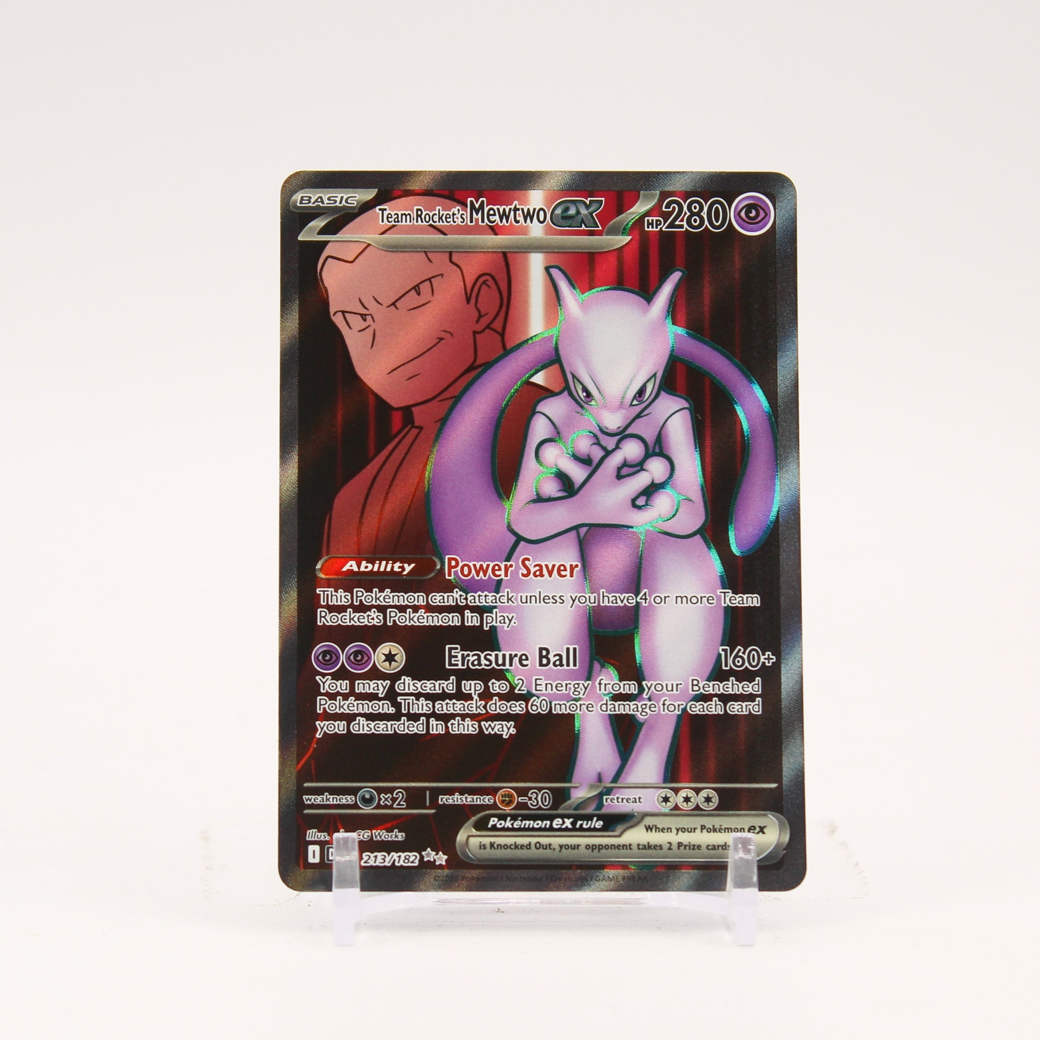 Team Rocket's Mewtwo ex - 213/182 Destined Rivals Full Art Pokemon - NM