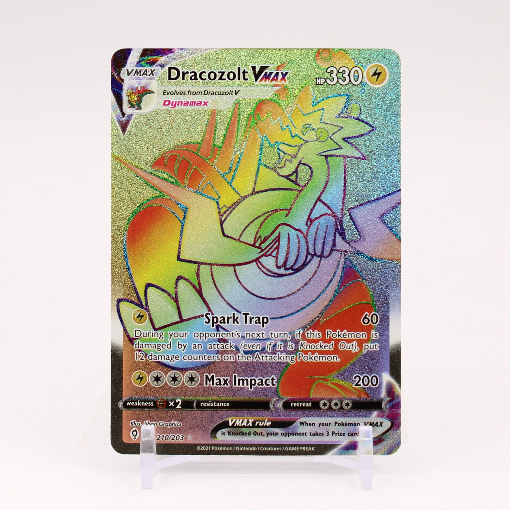 Dracozolt Vmax - 210/203 Evolving Skies Rainbow Pokemon - NM/MINT
