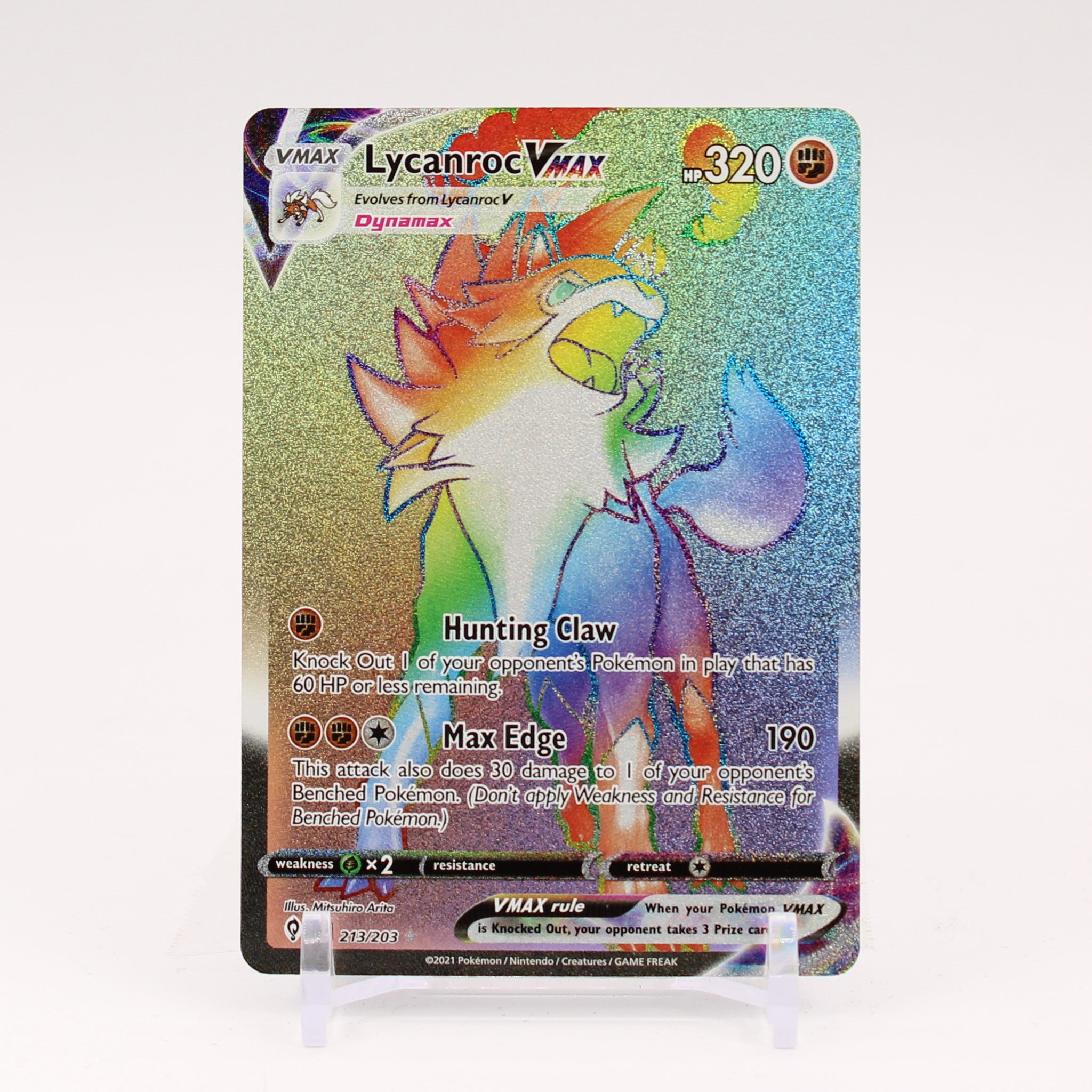 Lycanroc Vmax - 213/203 Evolving Skies Rainbow Pokemon - NM/MINT