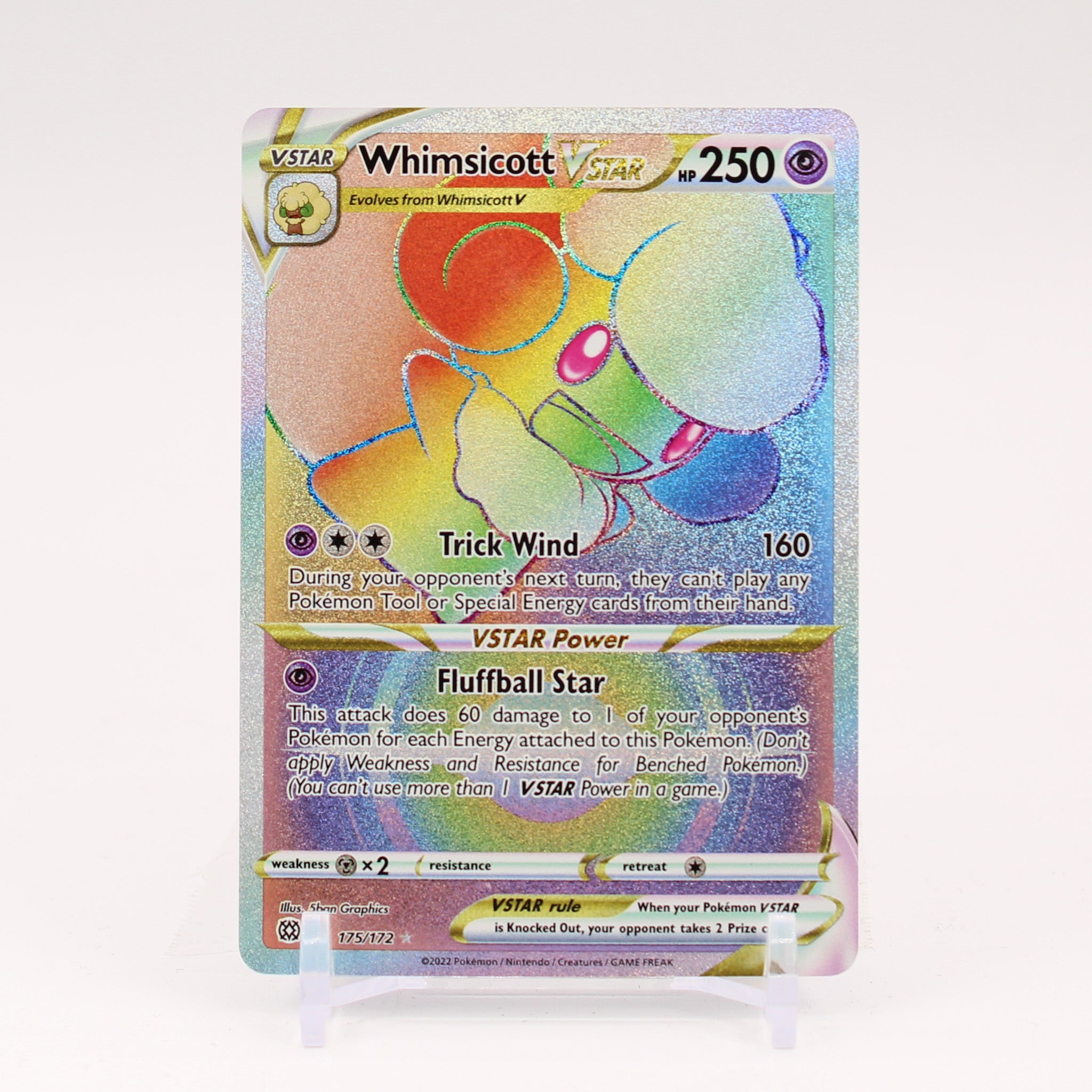 Whimsicott Vstar - 175/172 Brilliant Stars Rainbow Pokemon - NM/MINT