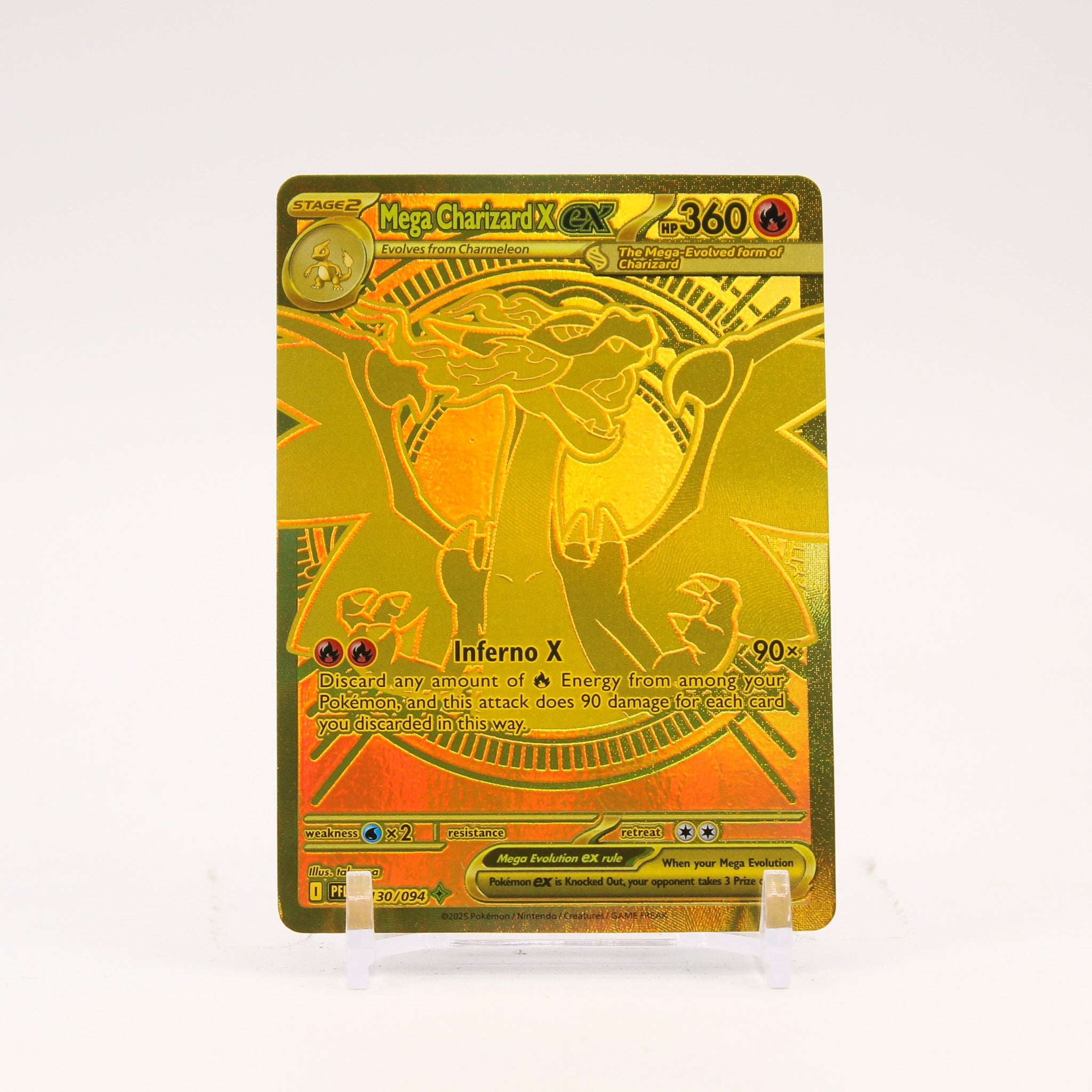 Mega Charizard X ex - 130/094 Phantasmal Flames Gold Pokemon - NM/LP