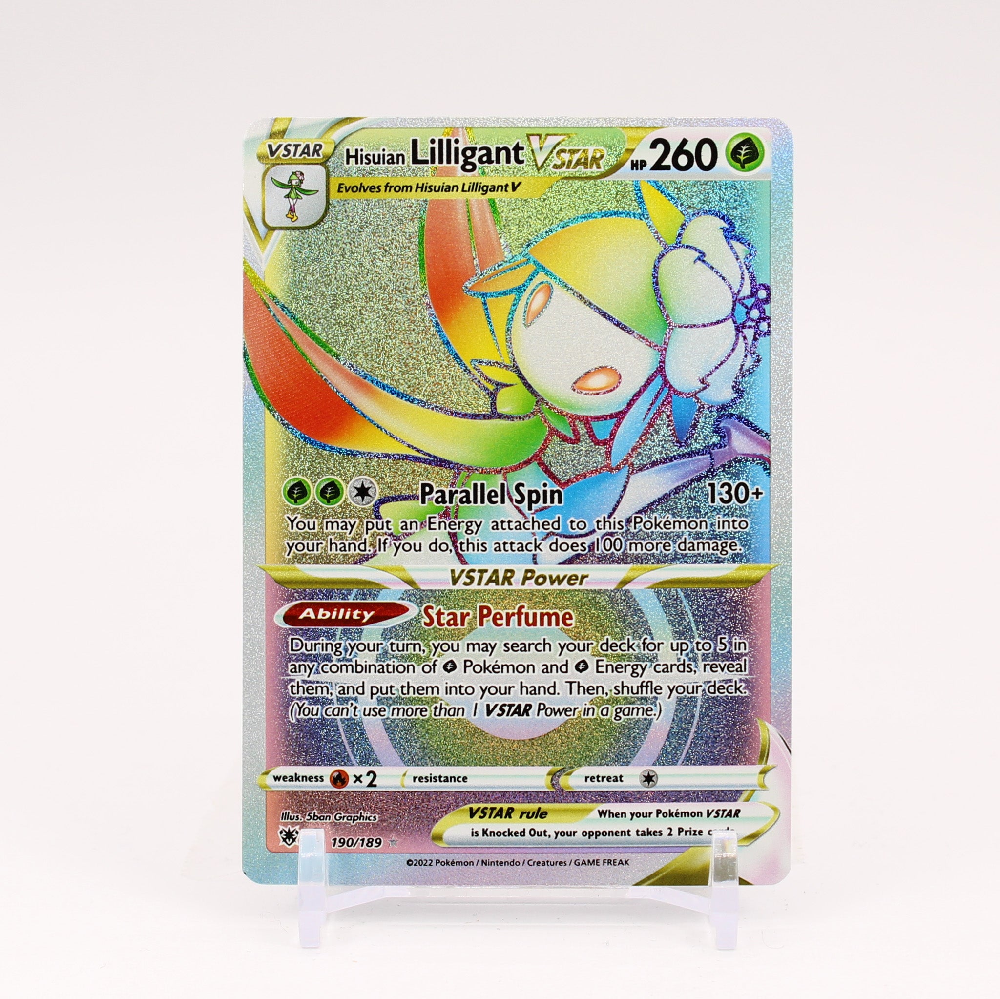 Hisuian Lilligant Vstar - 190/189 Astral Radiance Rainbow Pokemon - NM/MINT