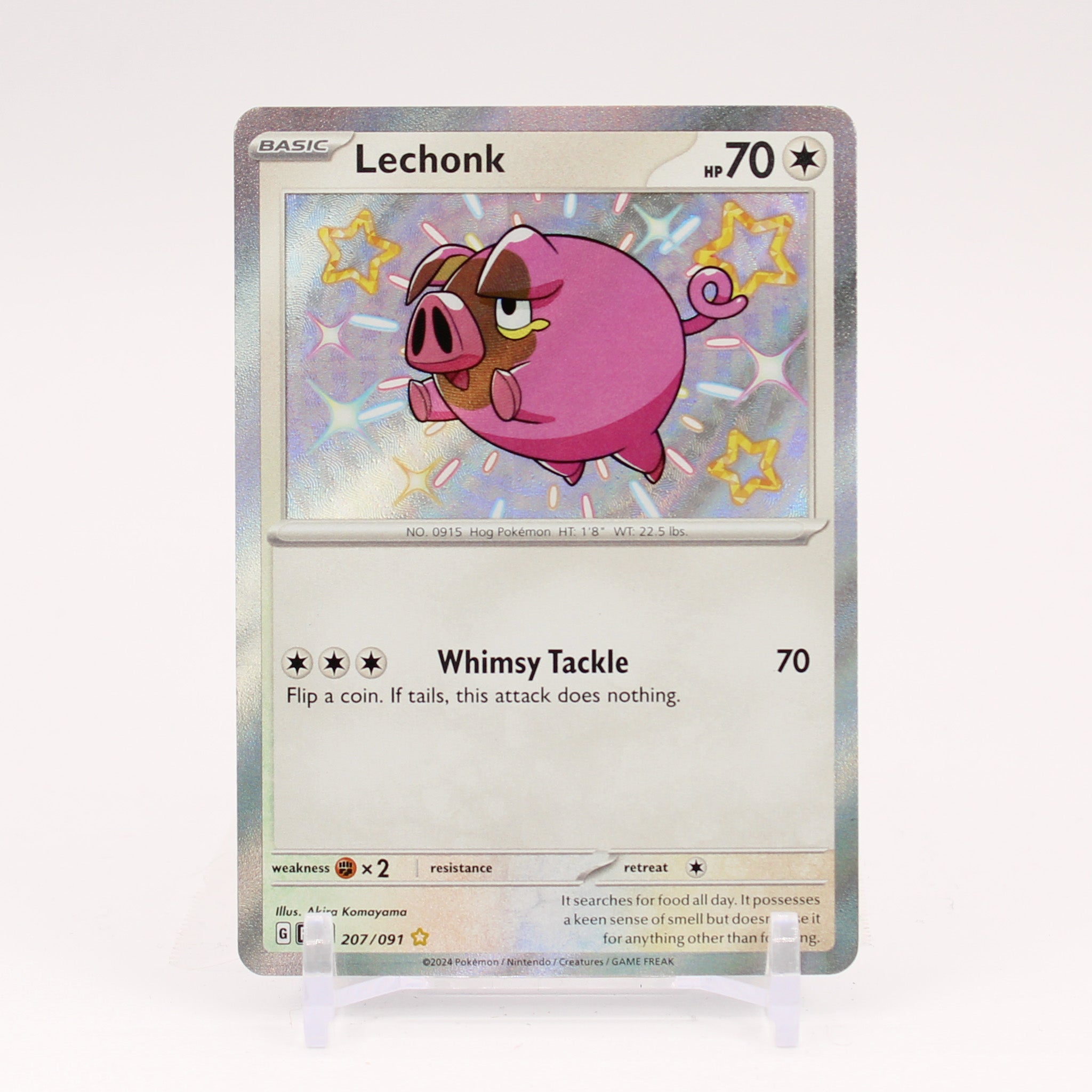 Lechonk - 207/091 Paldean Fates Baby Shiny Holo Rare Pokemon - NM/MINT