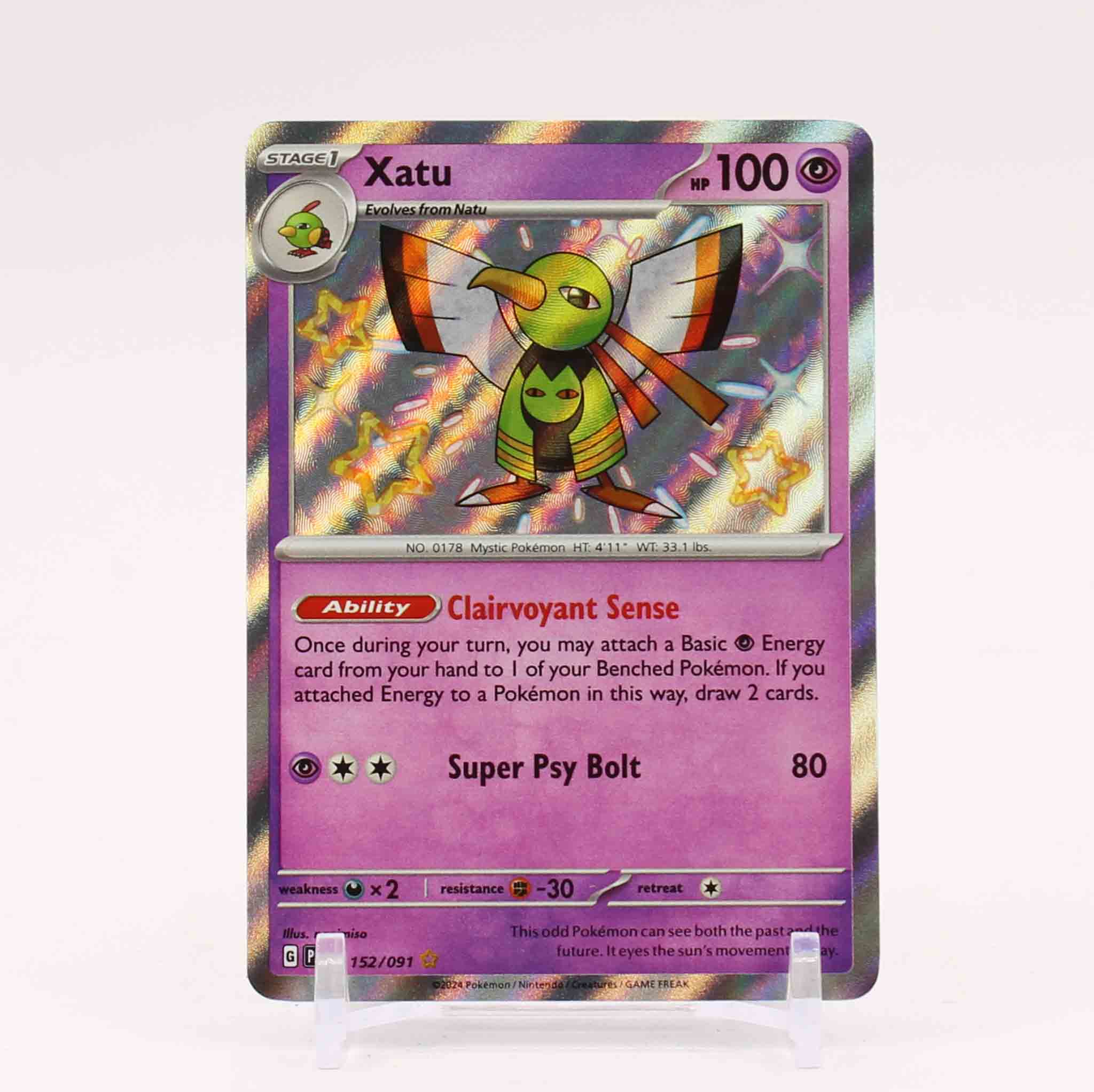 Xatu - 152/091 Paldean Fates Baby Shiny Holo Rare Pokemon - NM/MINT