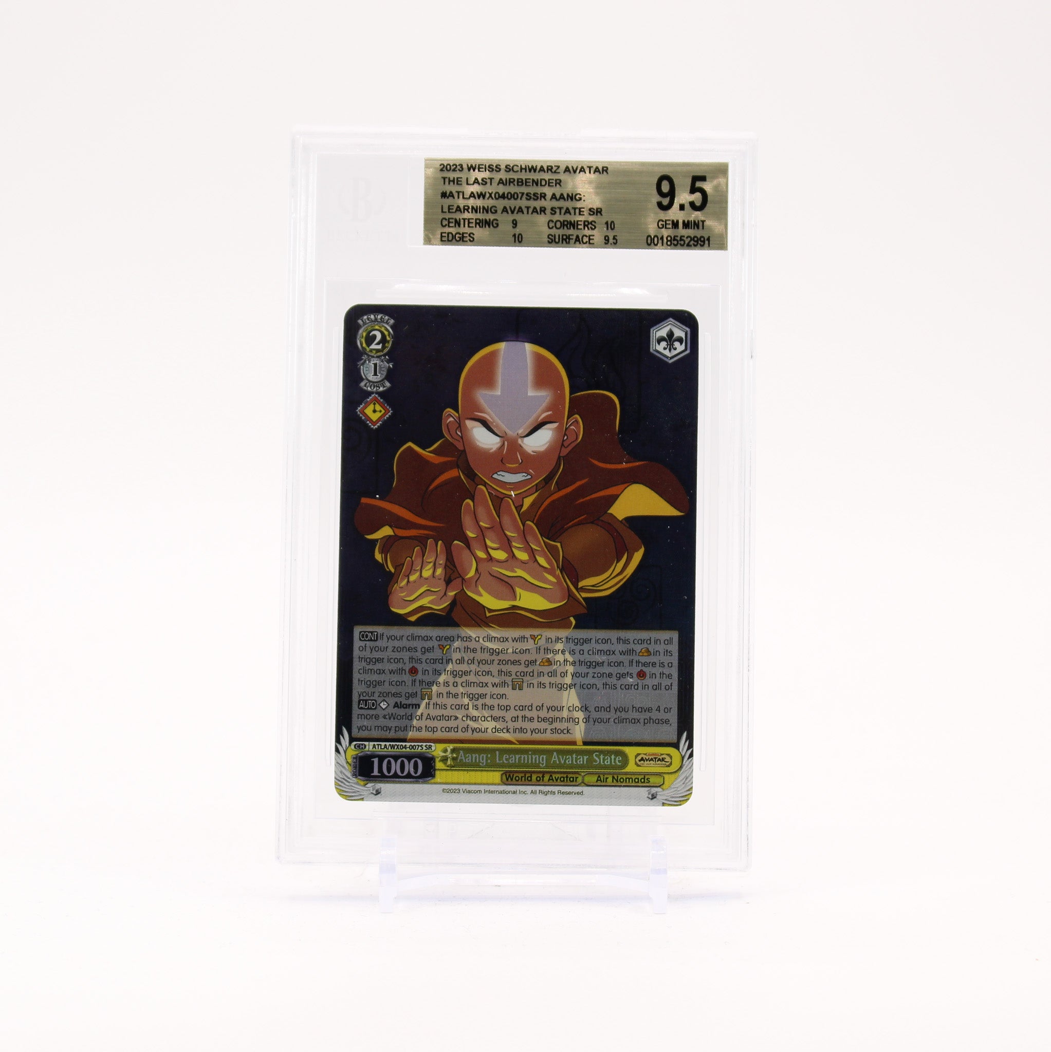 Aang: Learning Avatar State - WX04-007S Beckett 9.5 SR Weiss Schwarz - GEM MT