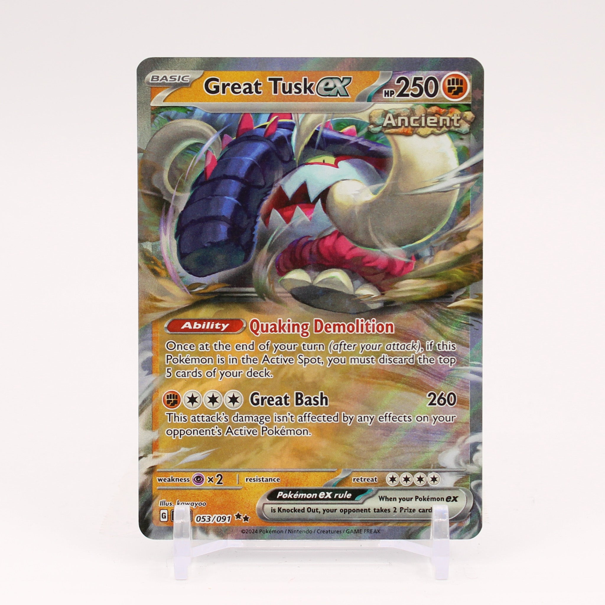 Great Tusk ex - 053/091 Paldean Fates Double Rare Pokemon - NM/MINT