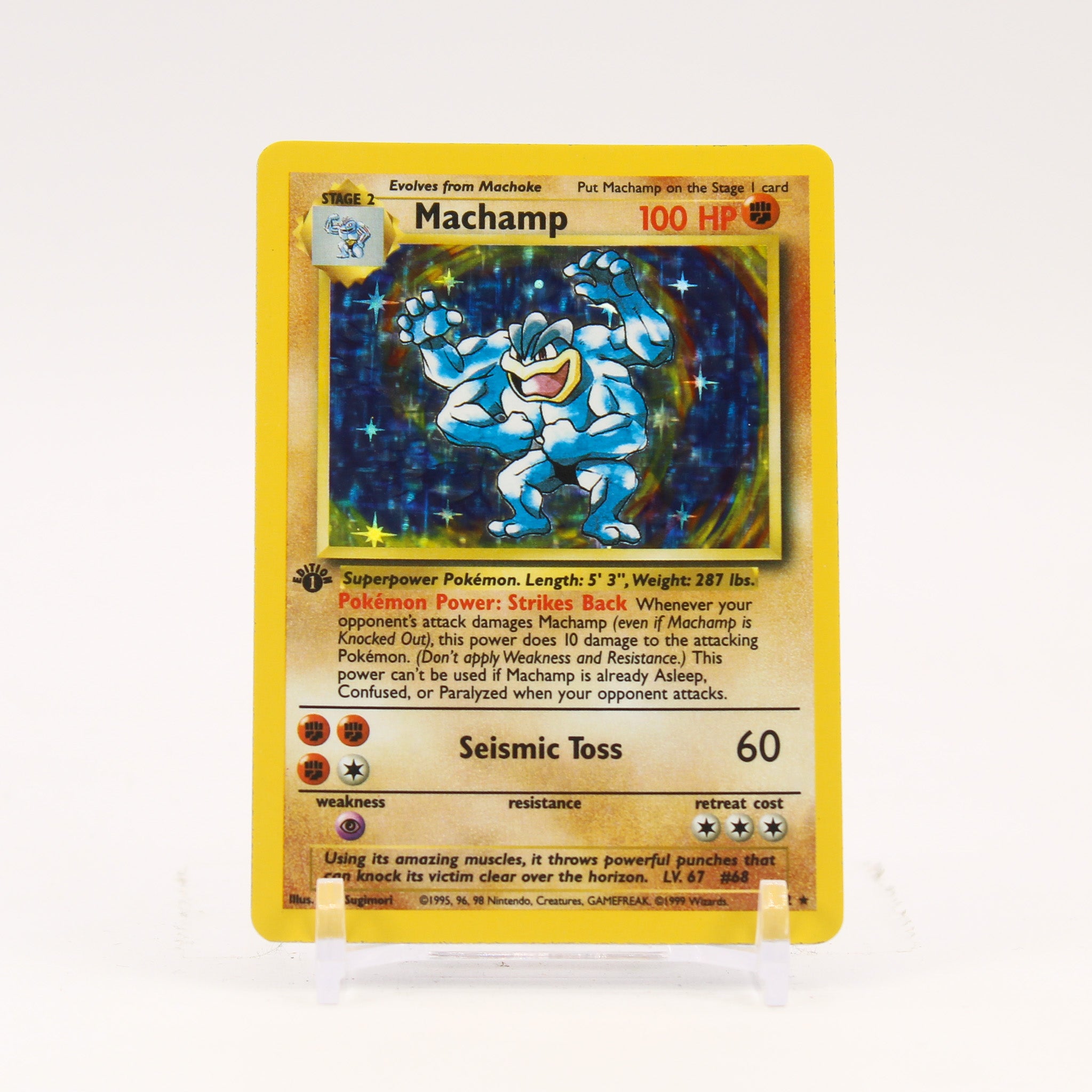Machamp - 8/102 Base Set 1st Edition Holo Rare Pokemon - LP