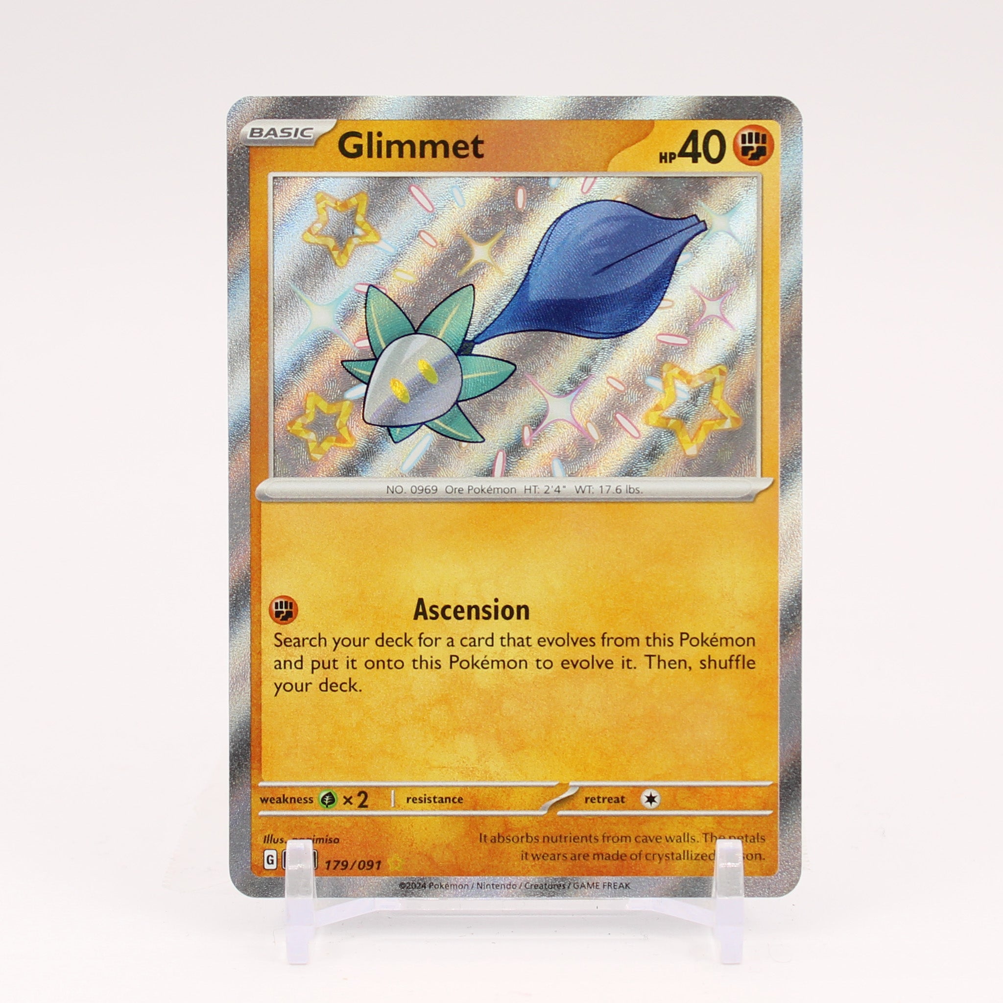 Glimmet - 179/091 Paldean Fates Baby Shiny Holo Rare Pokemon - NM/MINT
