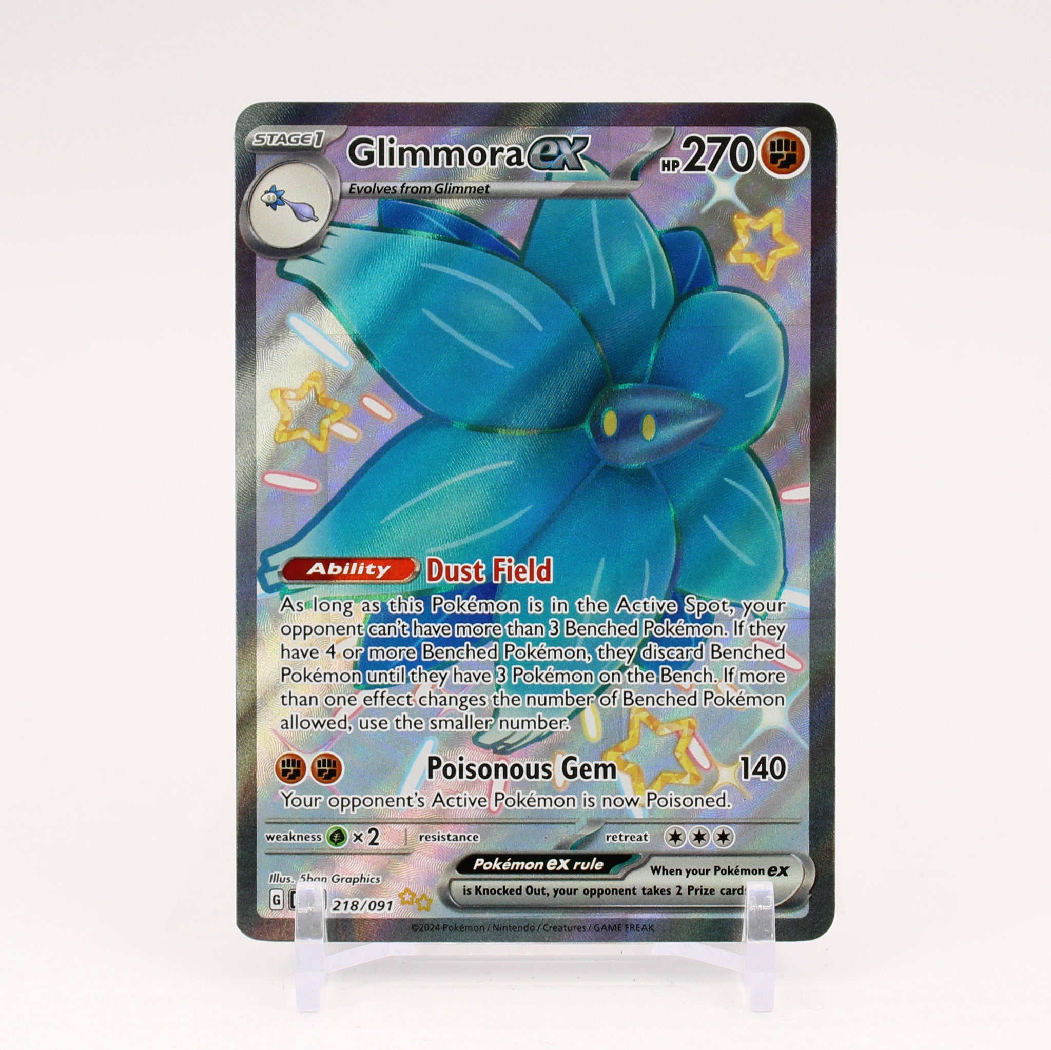 Glimmora ex - 218/091 Paldean Fates Full Art Shiny Pokemon - NM/MINT