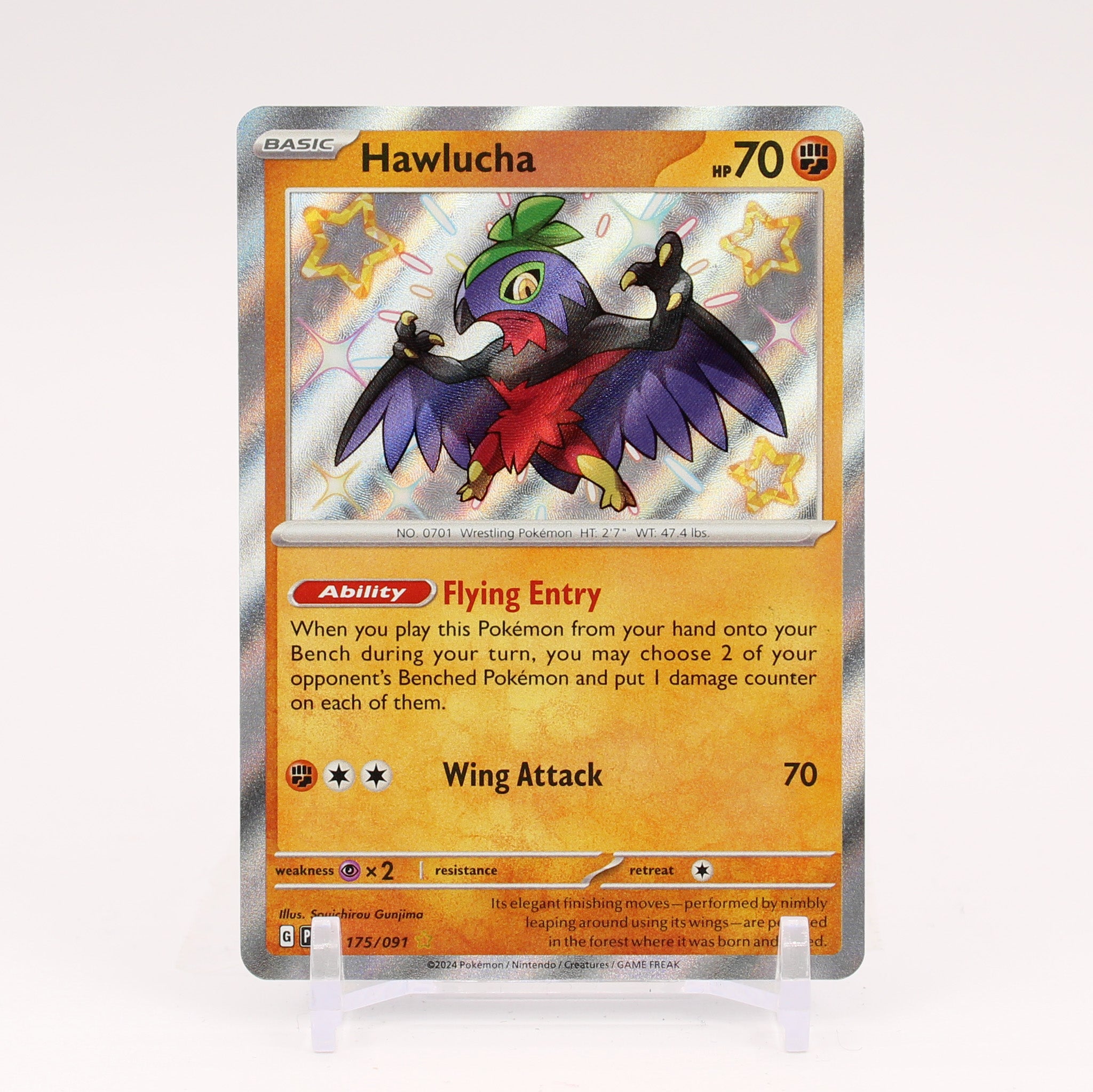 Hawlucha - 175/091 Paldean Fates Baby Shiny Holo Rare Pokemon - NM/MINT