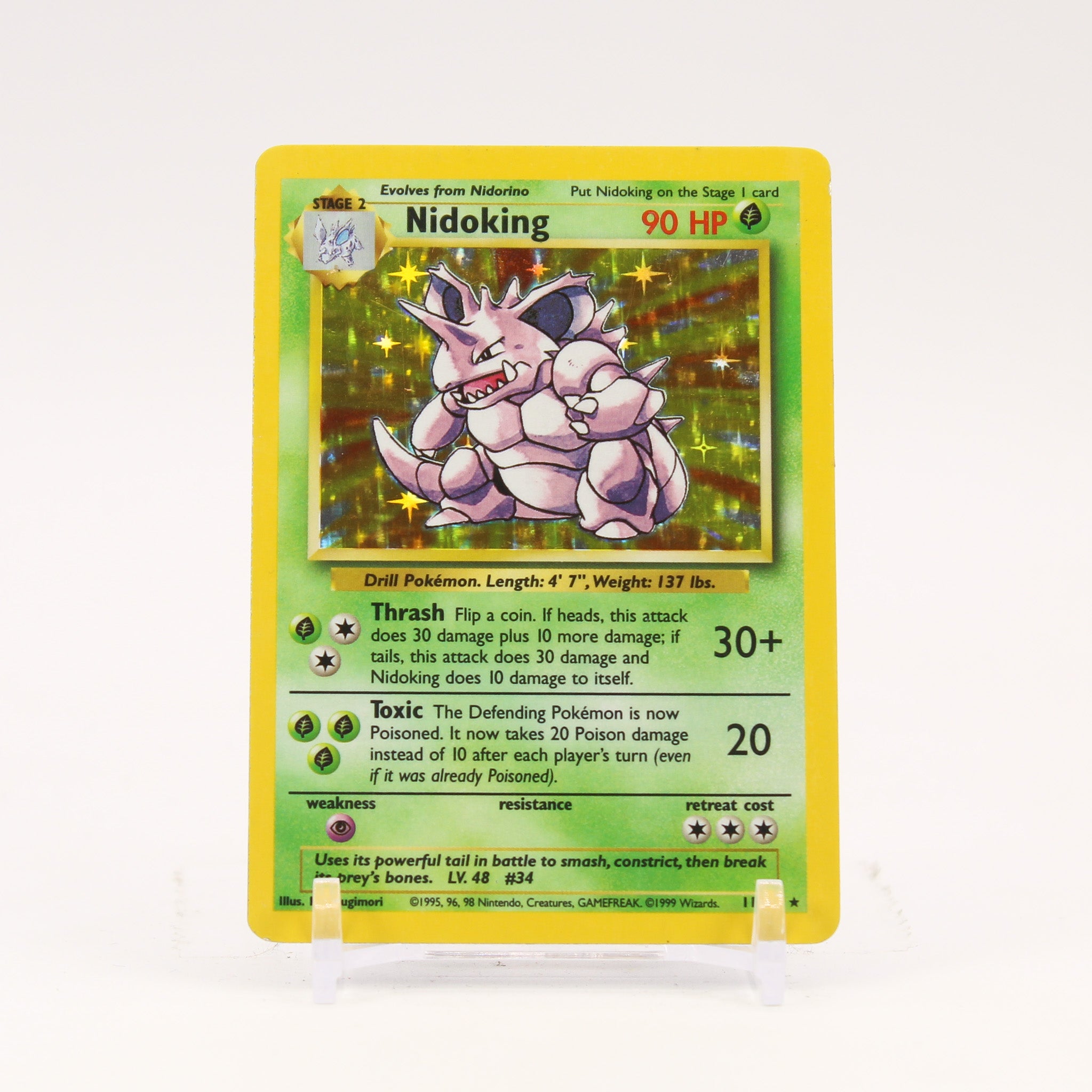 Nidoking - 11/102 Base Set Unlimited Holo Rare Pokemon - LP