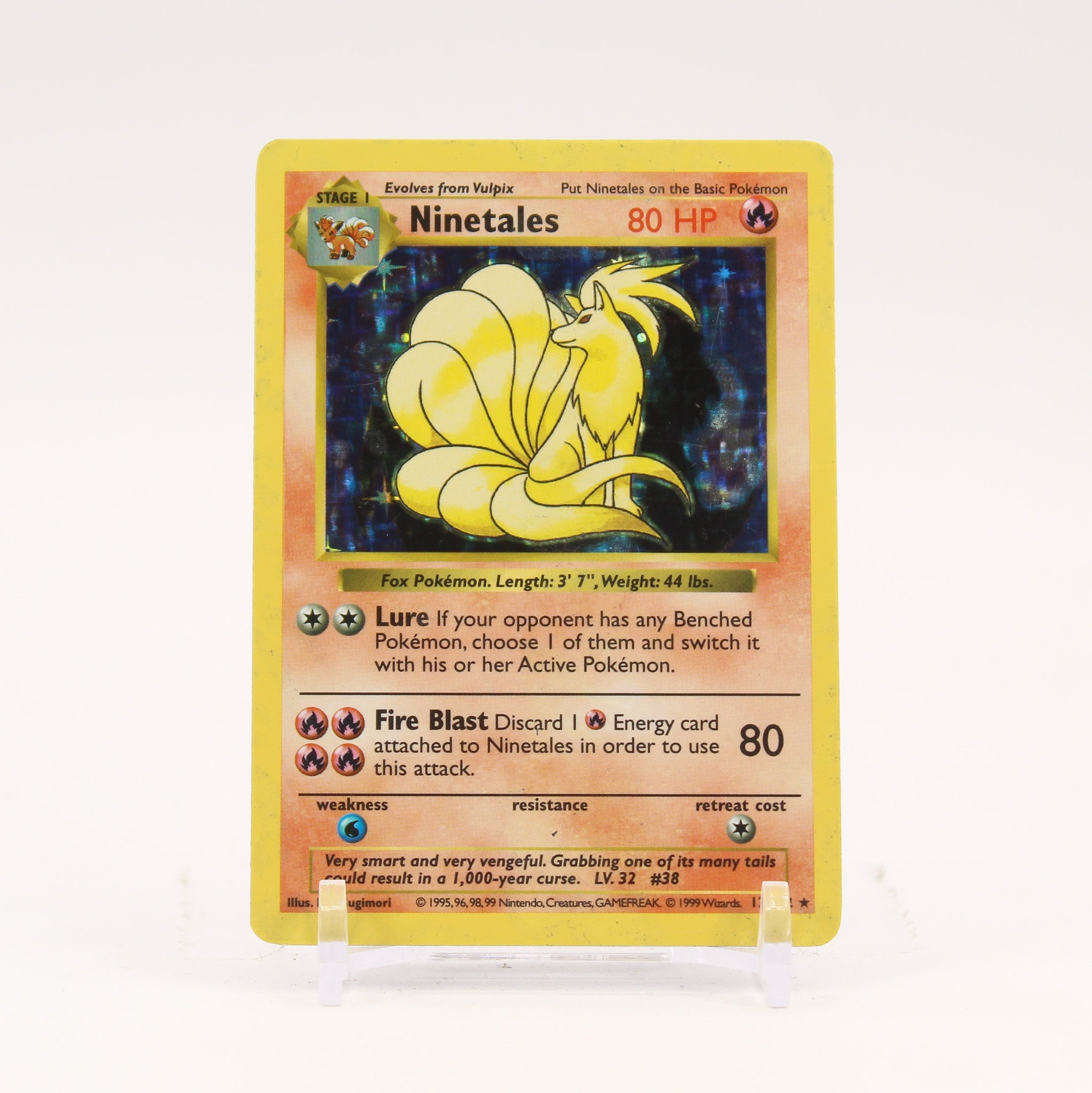 Ninetales - 12/102 Base Set Shadowless BLACK FLAME ERROR Holo Rare Pokemon - MP