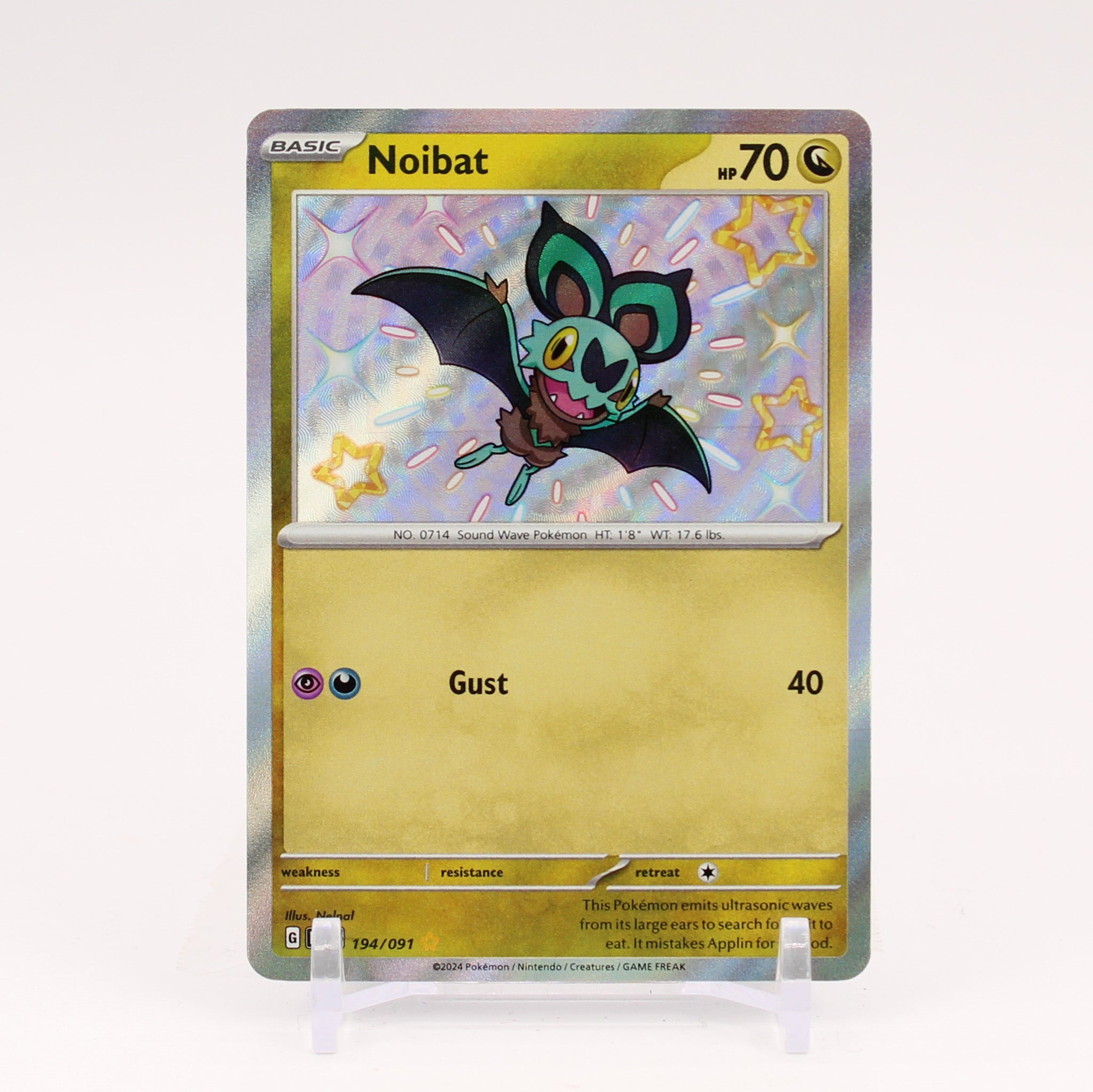 Noibat - 194/091 Paldean Fates Baby Shiny Holo Rare Pokemon - NM/MINT