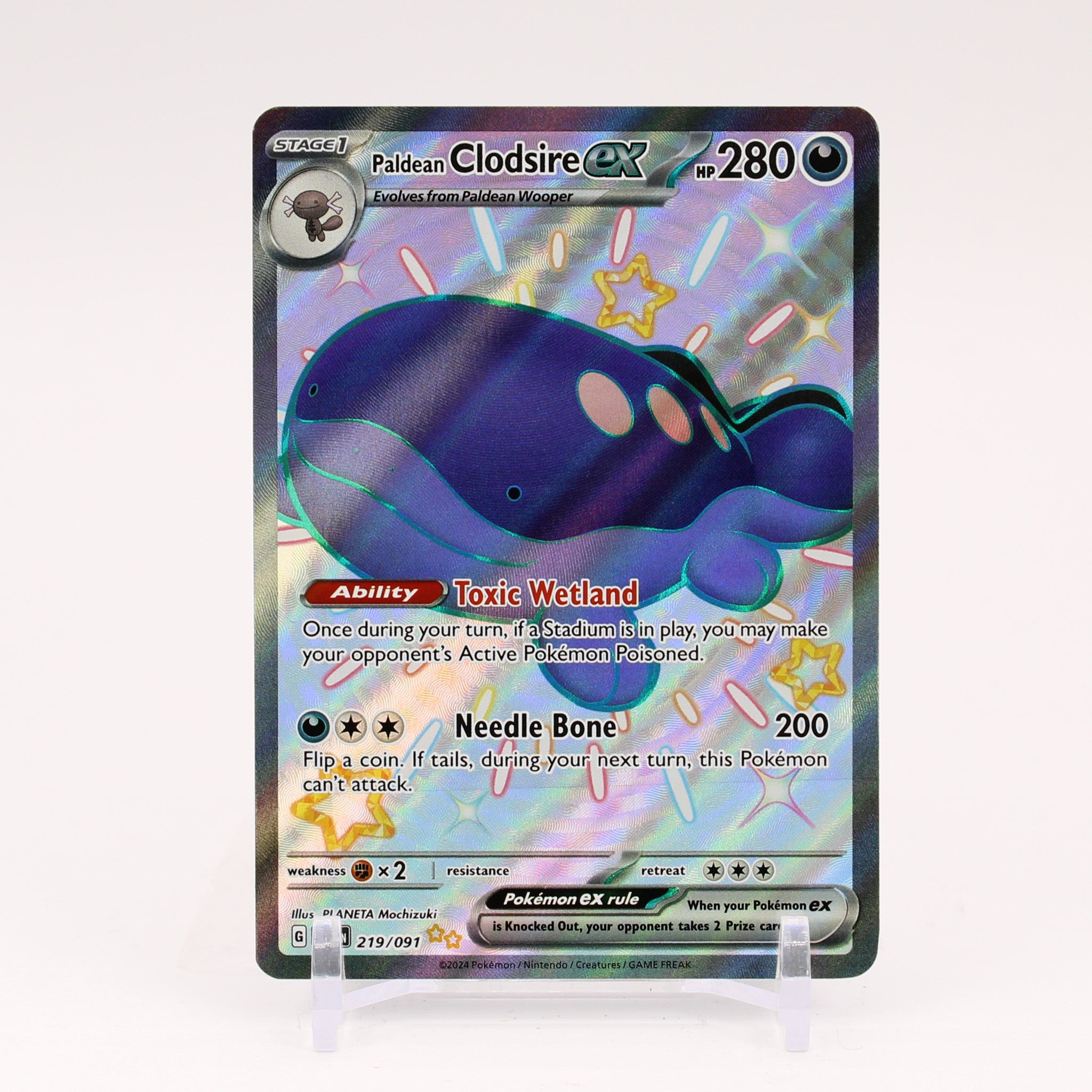 Paldean Clodsire ex - 219/091 Paldean Fates Full Art Shiny Pokemon - NM/MINT