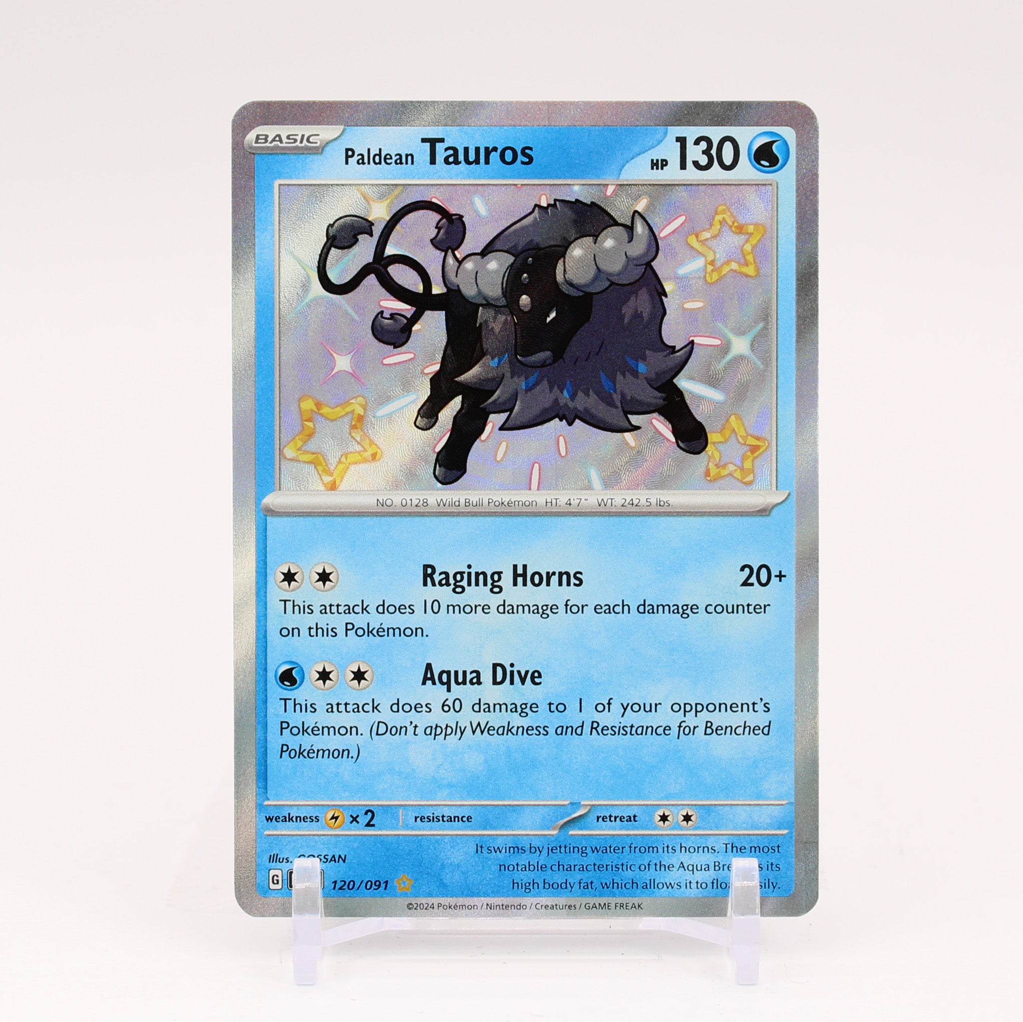 Paldean Tauros - 120/091 Paldean Fates Baby Shiny Holo Rare Pokemon - NM/MINT